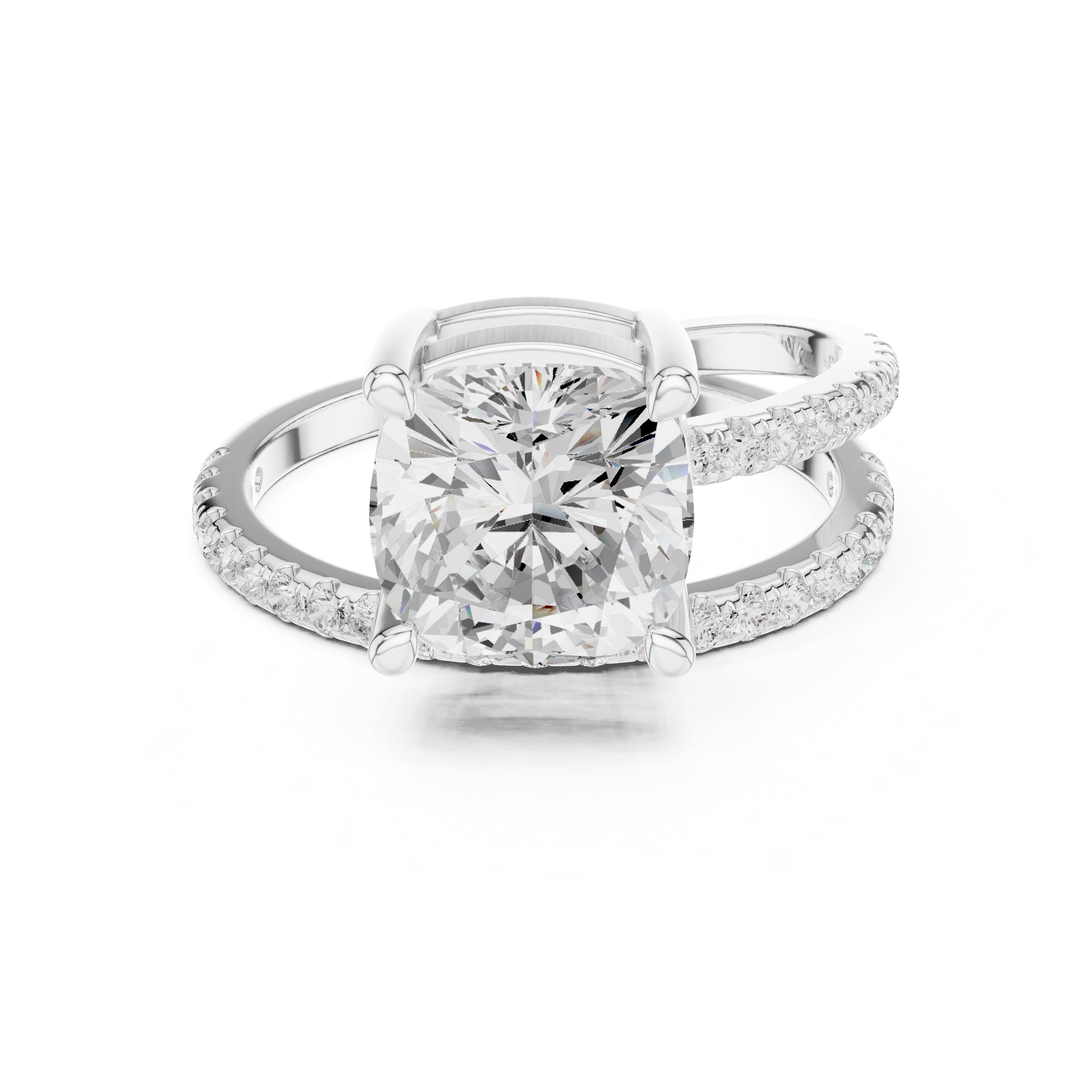 The Intertwined Harmony Ring 3ct White Gold Cushion