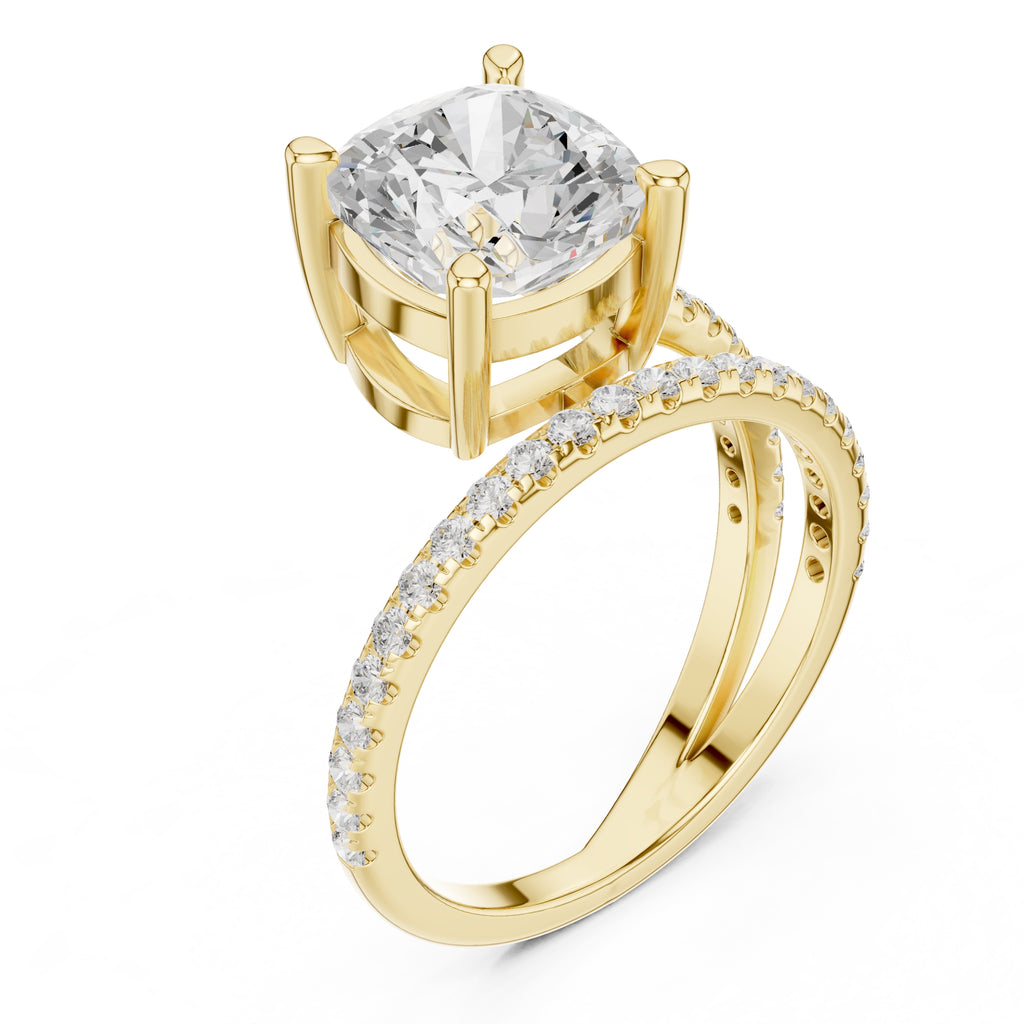 The Intertwined Harmony Ring 3ct Yellow Gold Cushion