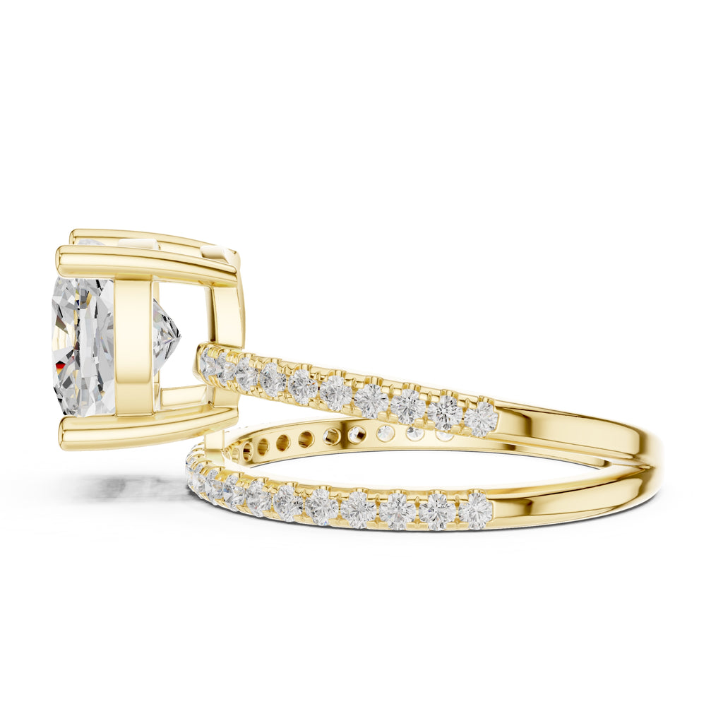 The Intertwined Harmony Ring 3ct Yellow Gold Cushion