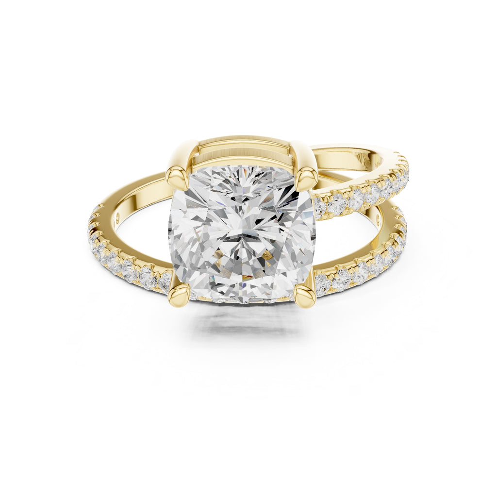 The Intertwined Harmony Ring 3ct Yellow Gold Cushion