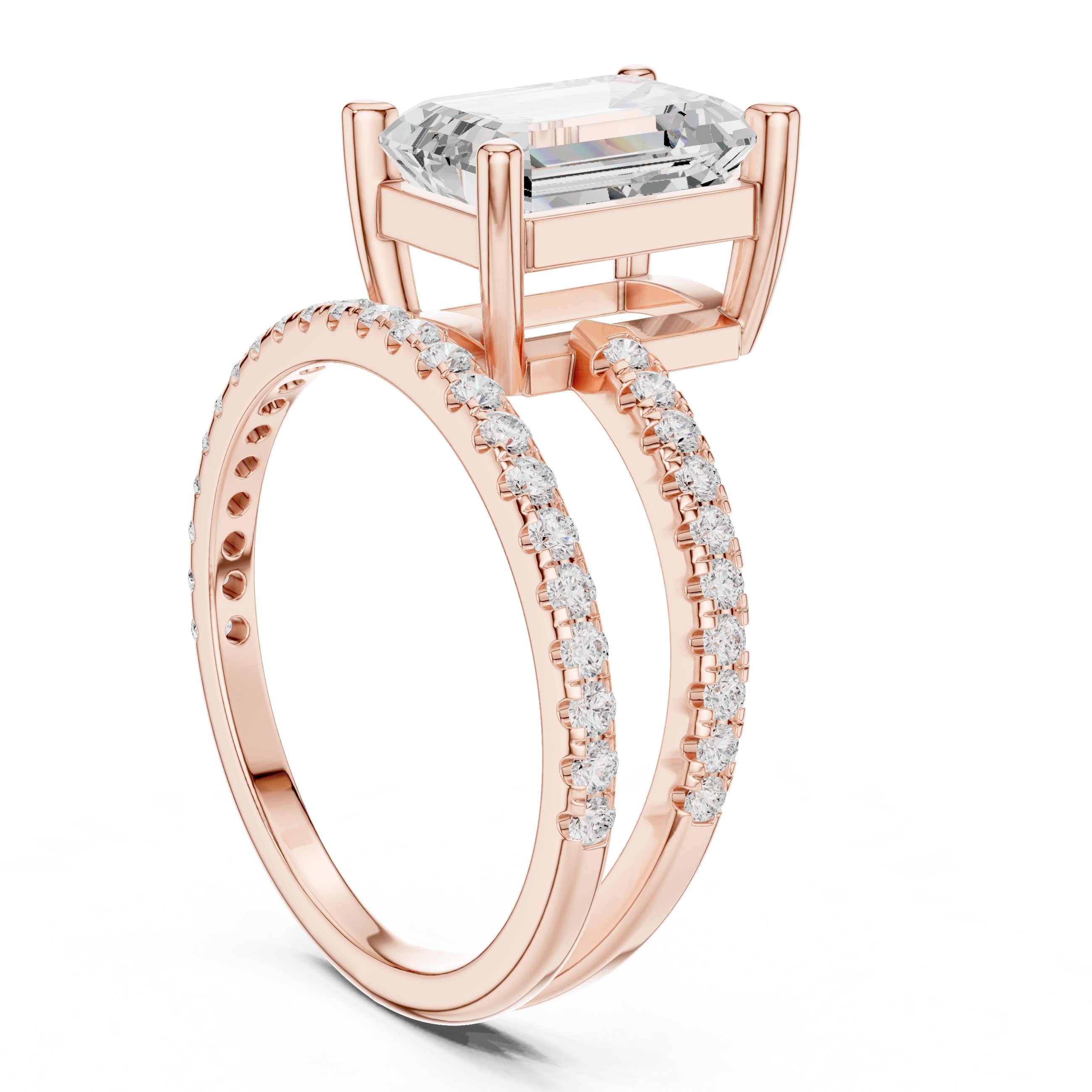 The Intertwined Harmony Ring 3ct Rose Gold Emerald
