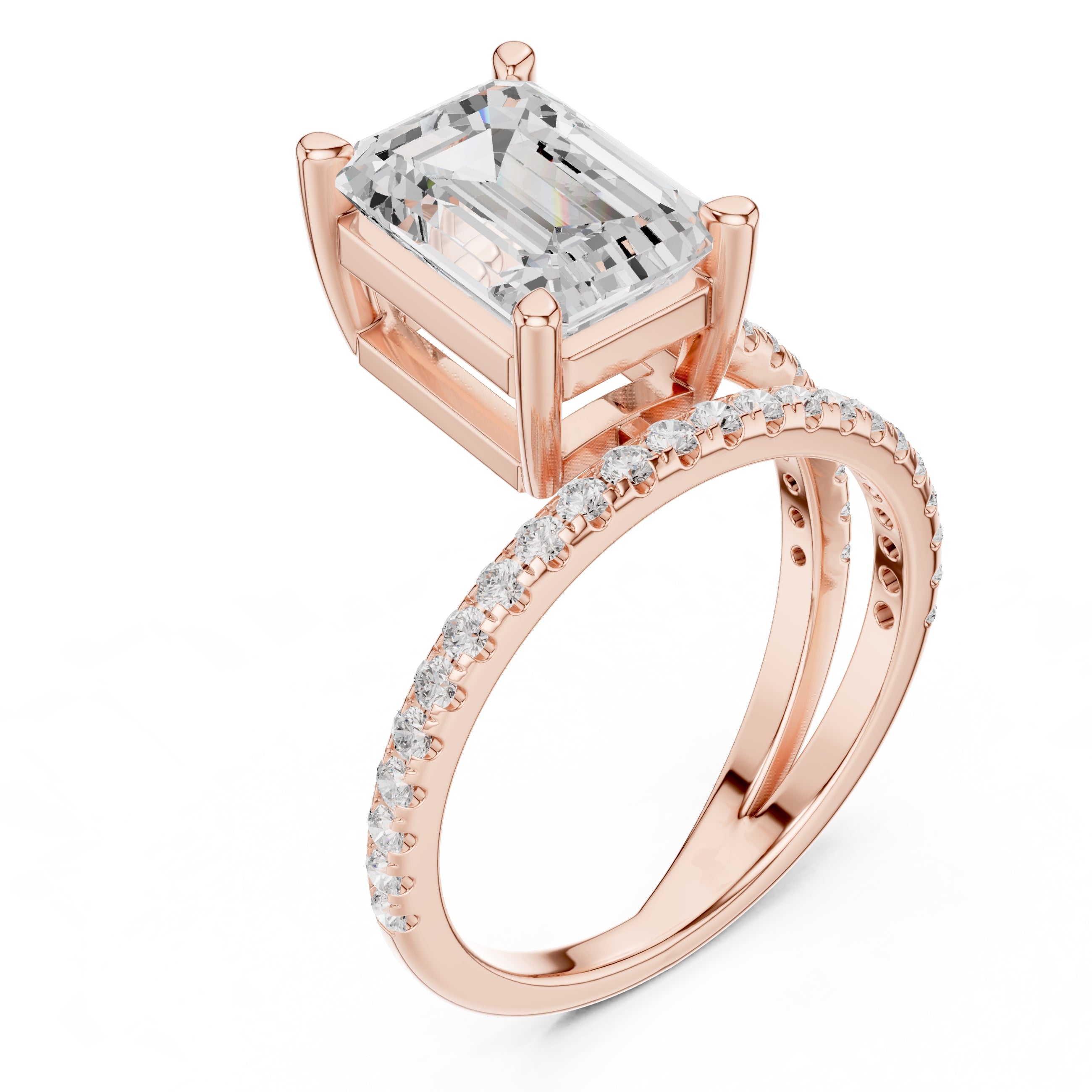 The Intertwined Harmony Ring 3ct Rose Gold Emerald