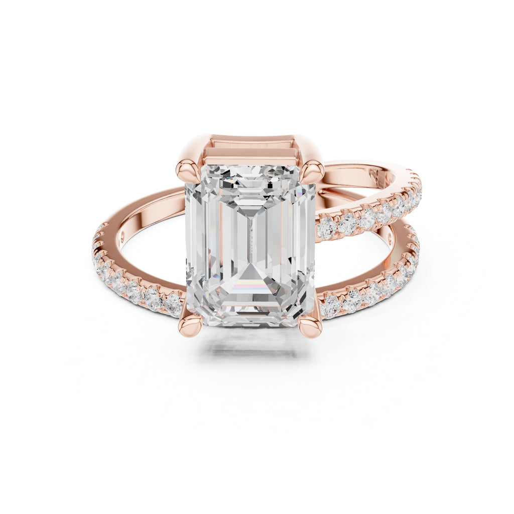 The Intertwined Harmony Ring 3ct Rose Gold Emerald
