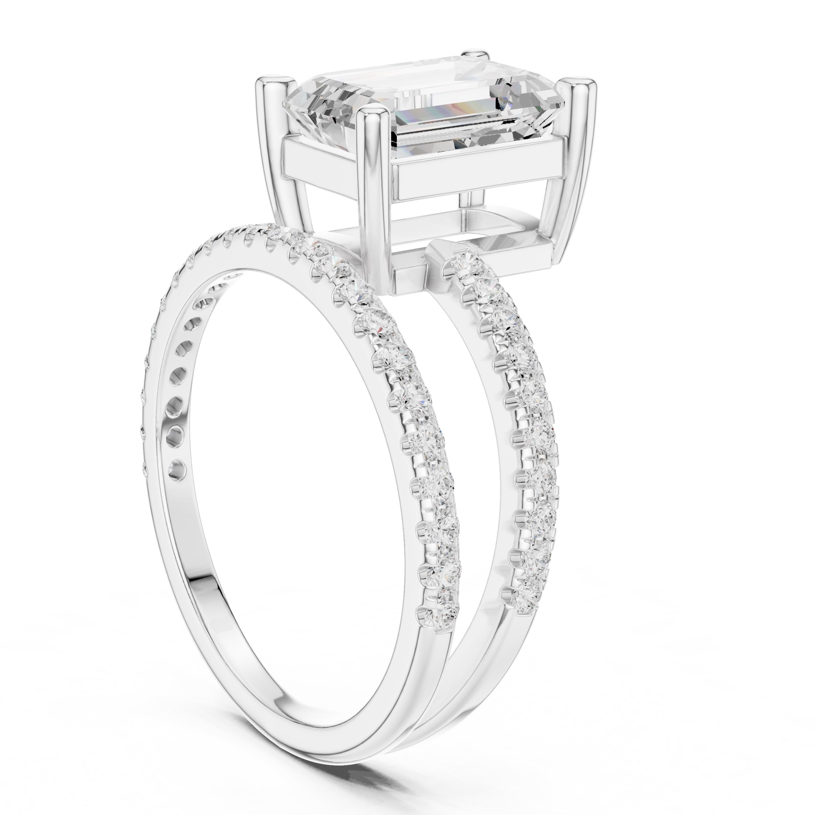 The Intertwined Harmony Ring 3ct White Gold Emerald