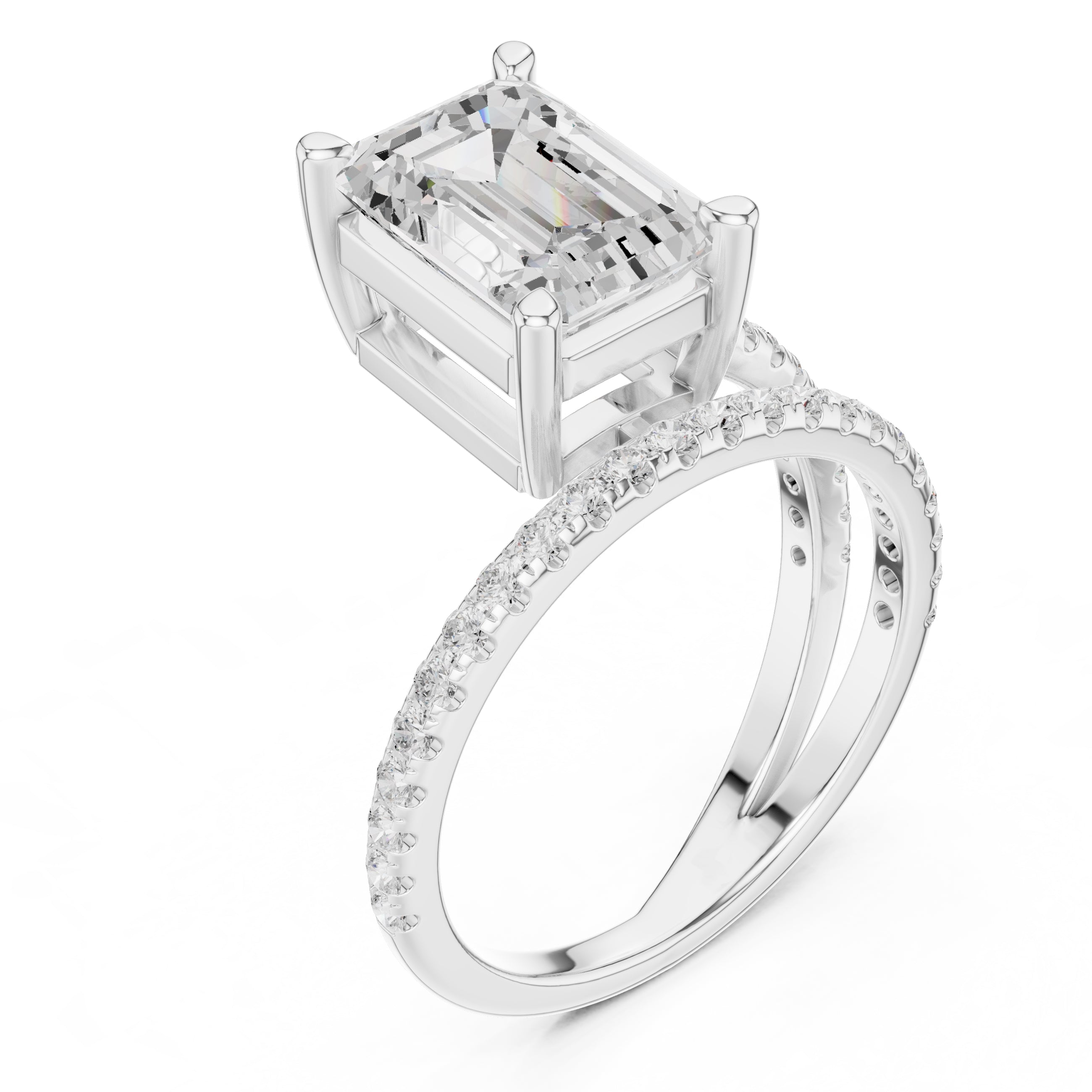 The Intertwined Harmony Ring 3ct White Gold Emerald