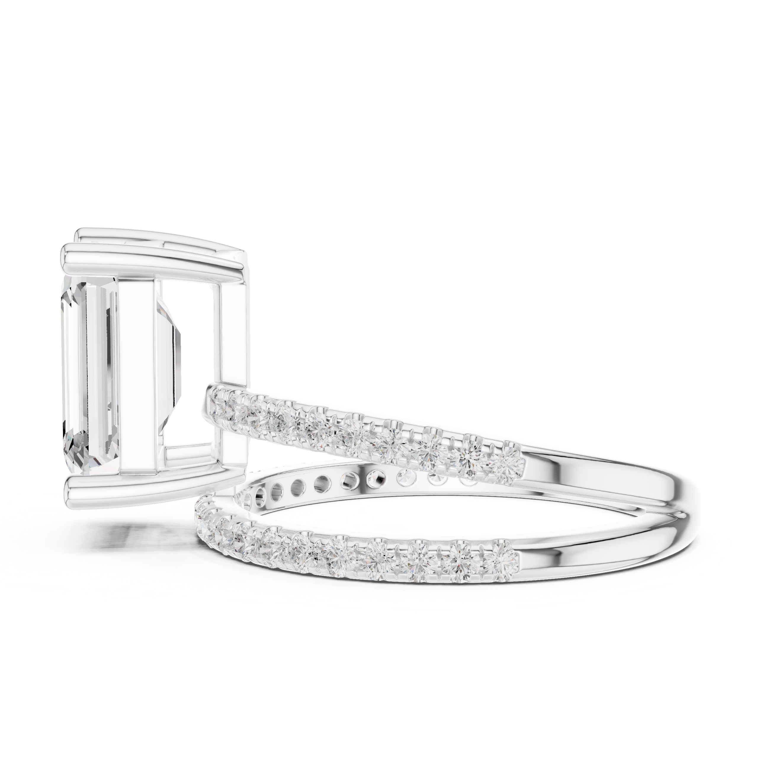 The Intertwined Harmony Ring 3ct White Gold Emerald