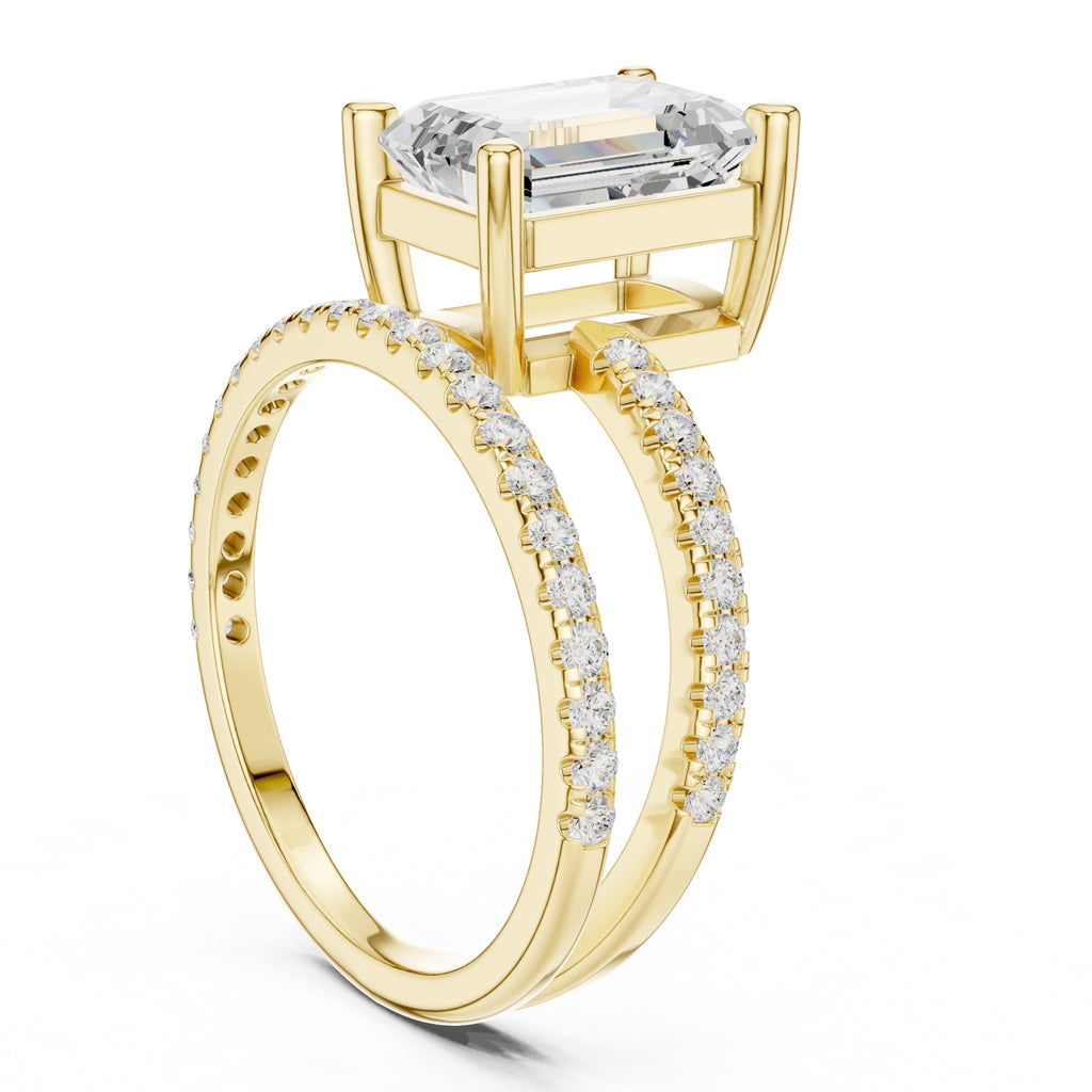 The Intertwined Harmony Ring 3ct Yellow Gold Emerald