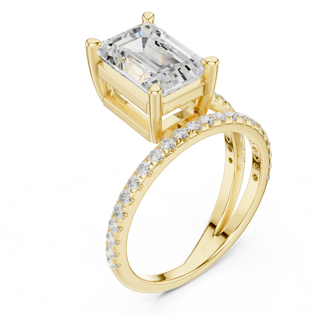 The Intertwined Harmony Ring 3ct Yellow Gold Emerald