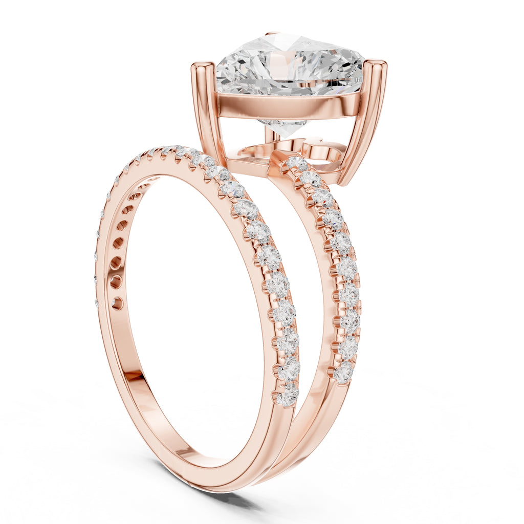The Intertwined Harmony Ring 3ct Rose Gold Heart