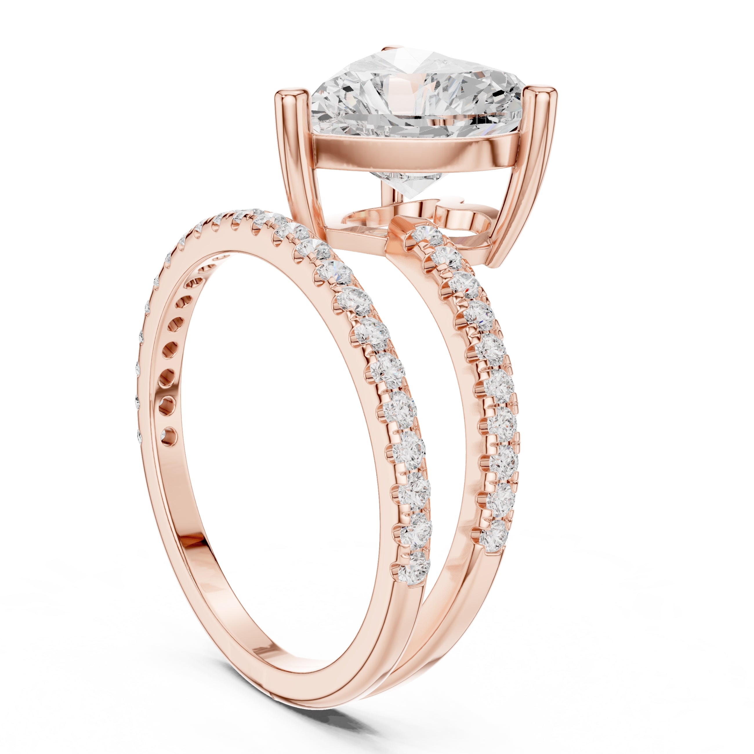 The Intertwined Harmony Ring 3ct Rose Gold Heart