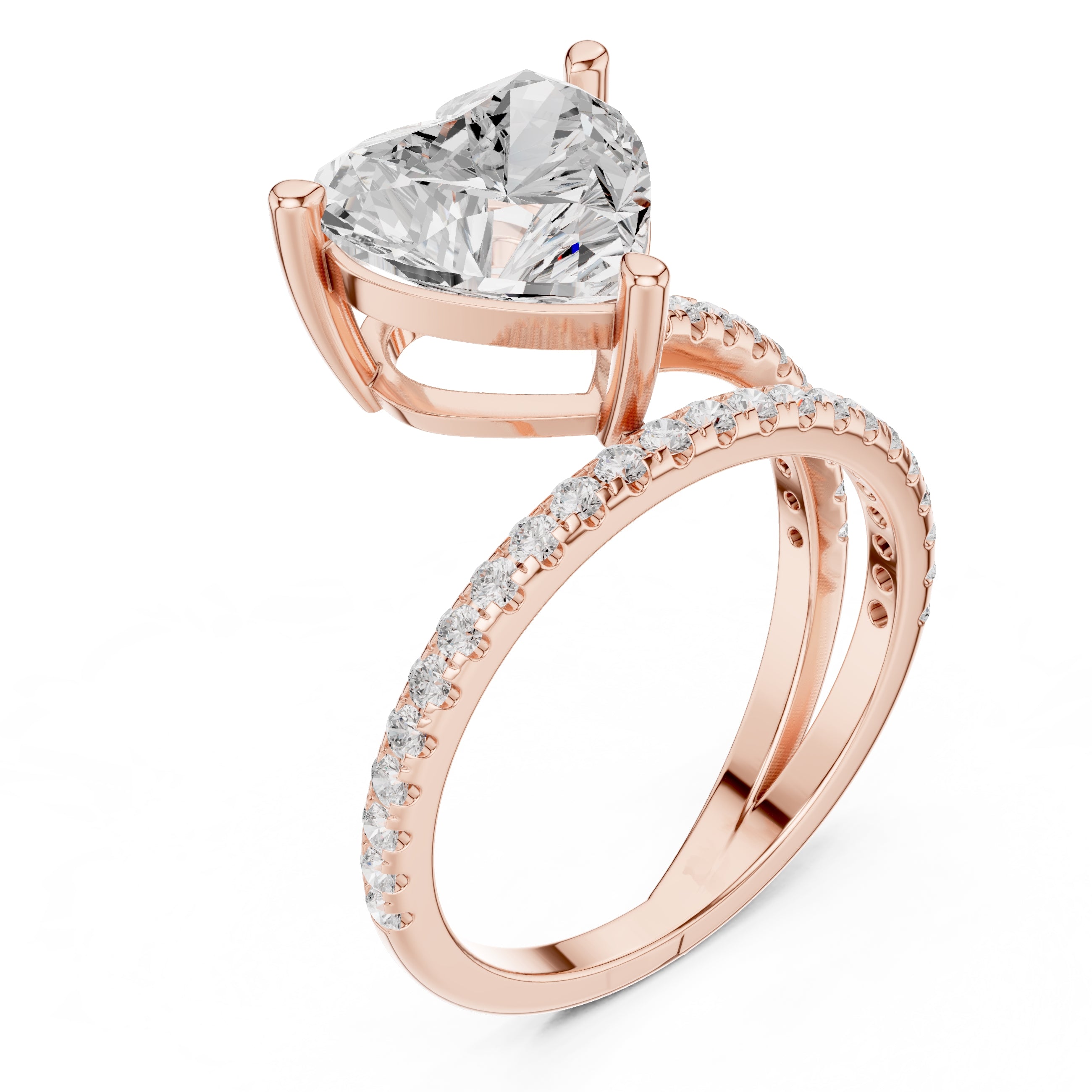 The Intertwined Harmony Ring 3ct Rose Gold Heart
