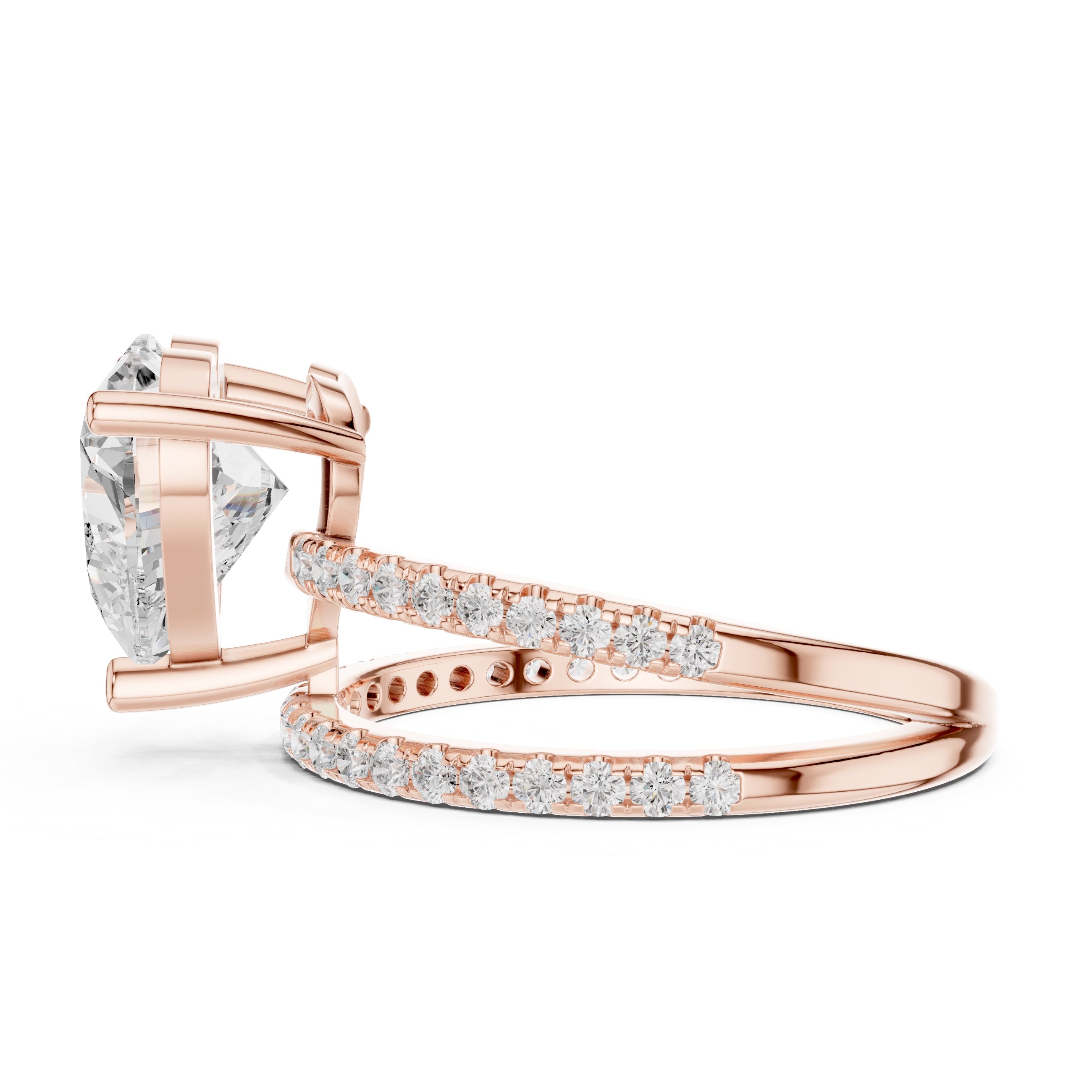 The Intertwined Harmony Ring 3ct Rose Gold Heart