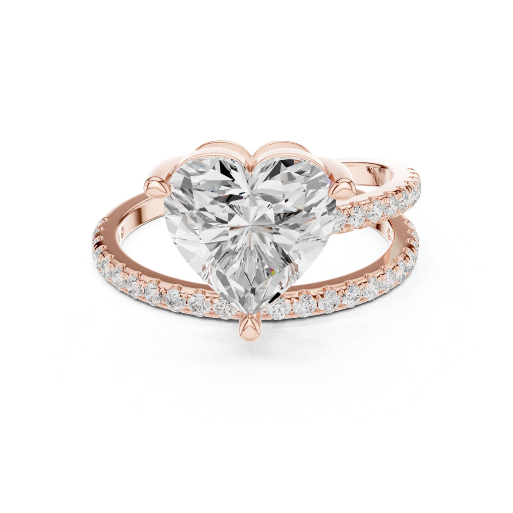 The Intertwined Harmony Ring 3ct Rose Gold Heart