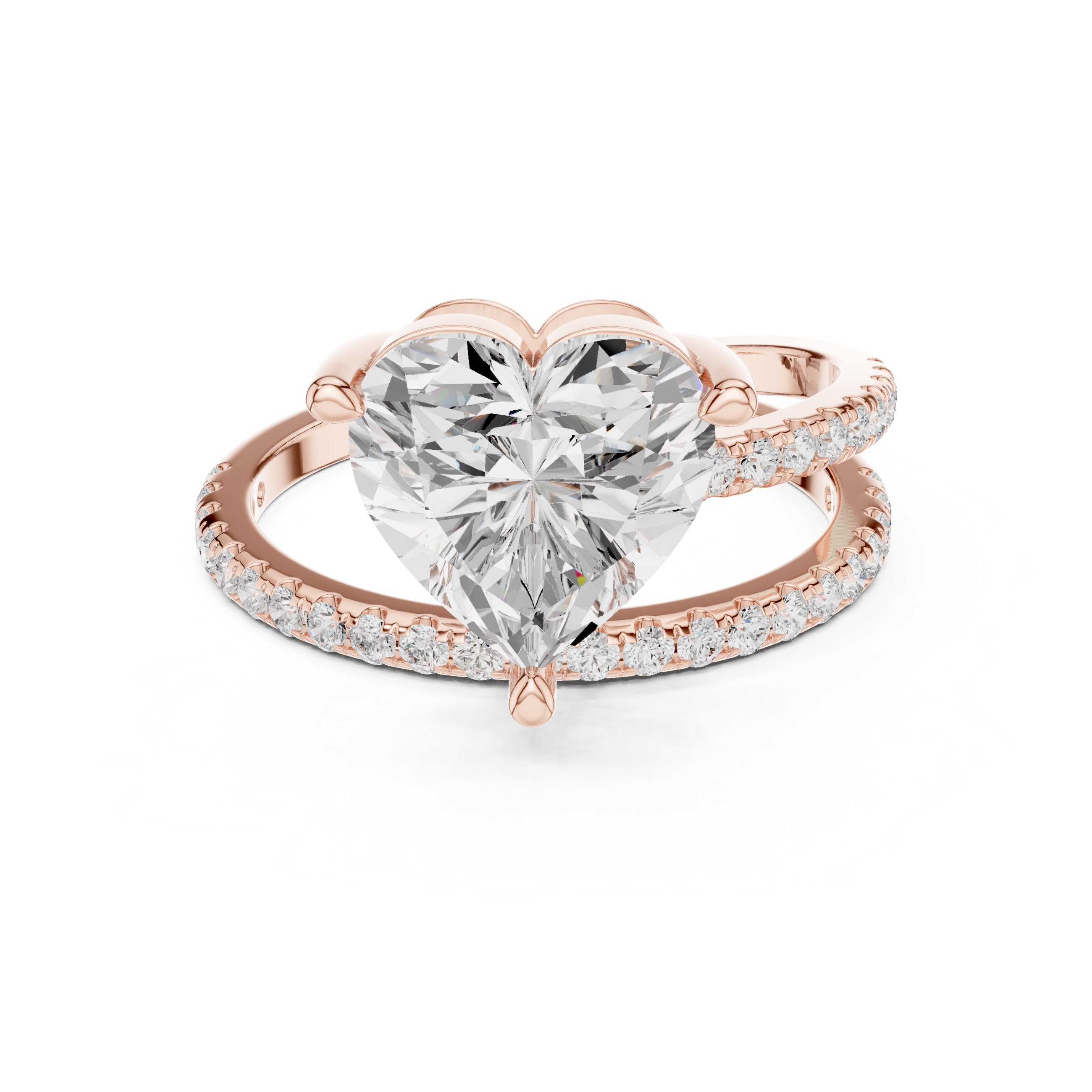 The Intertwined Harmony Ring 3ct Rose Gold Heart
