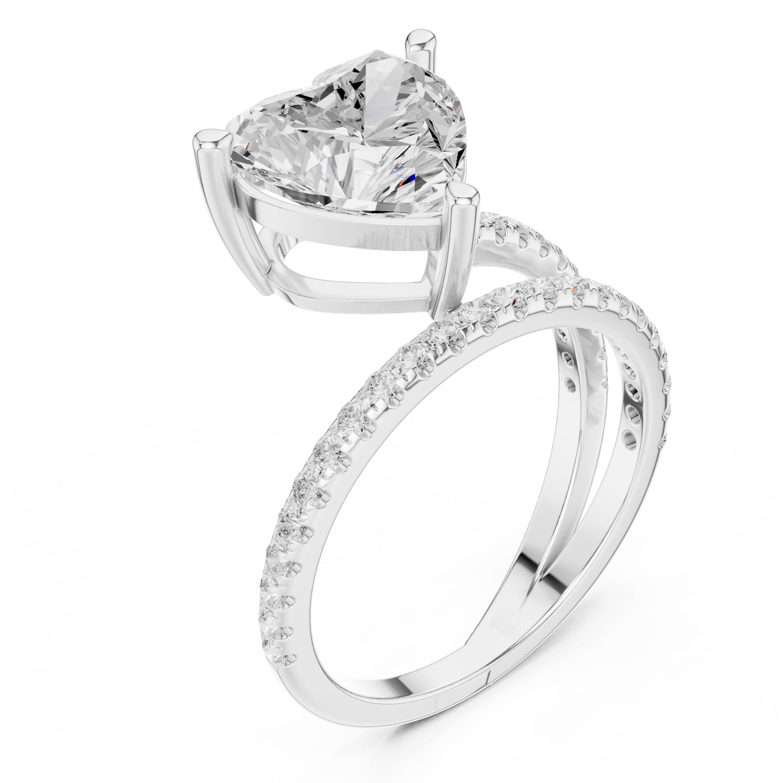 The Intertwined Harmony Ring 3ct White Gold Heart