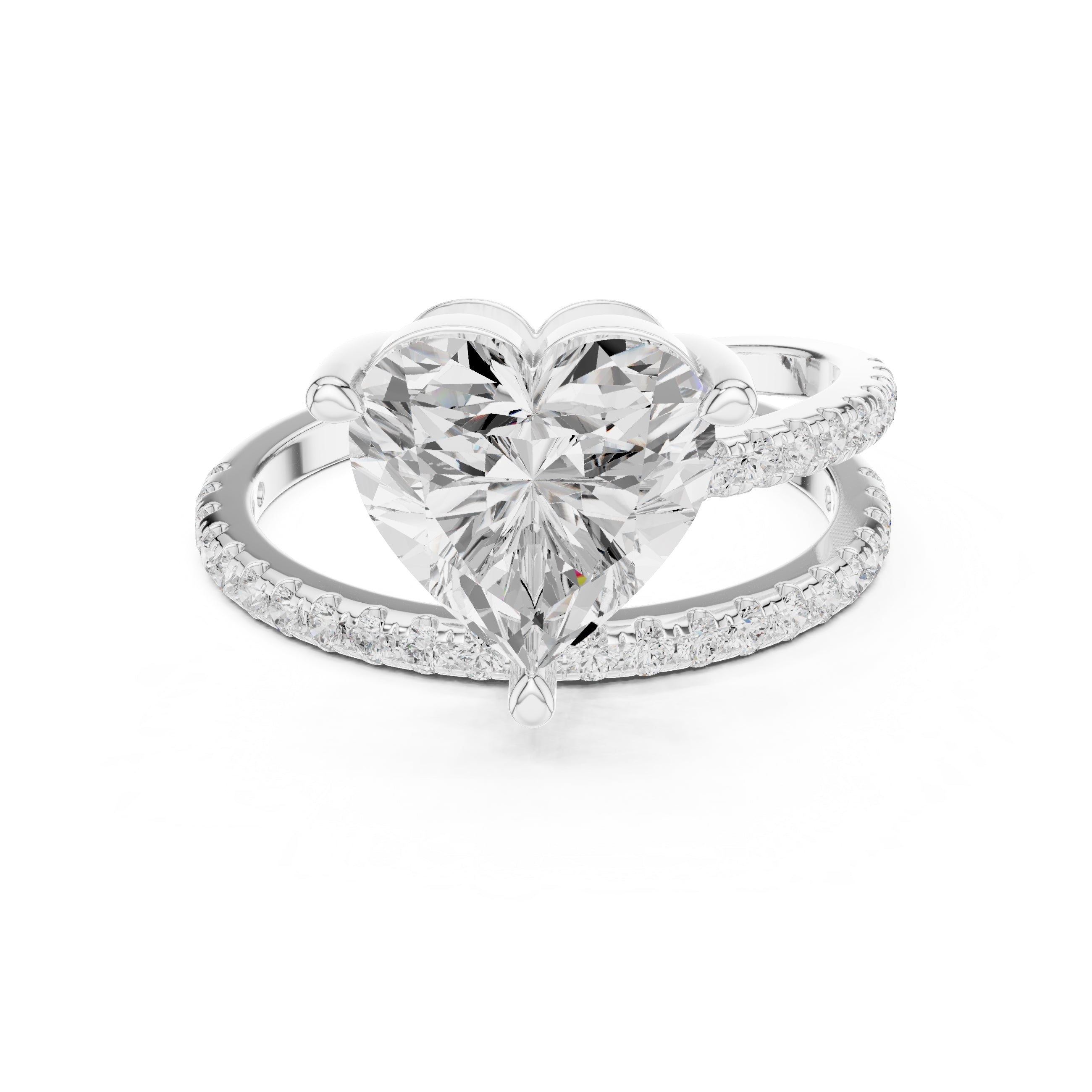 The Intertwined Harmony Ring 3ct White Gold Heart