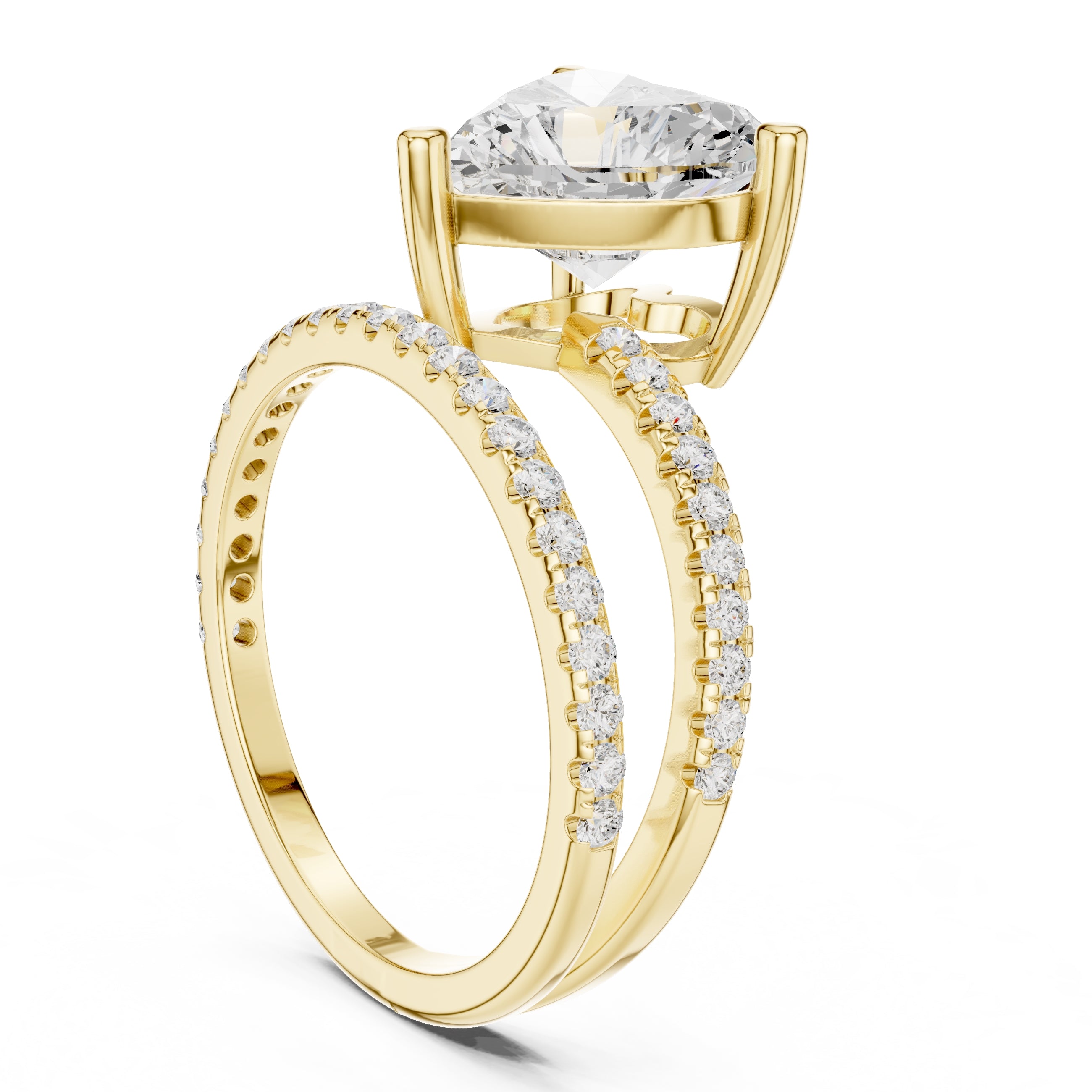 The Intertwined Harmony Ring 3ct Yellow Gold Heart