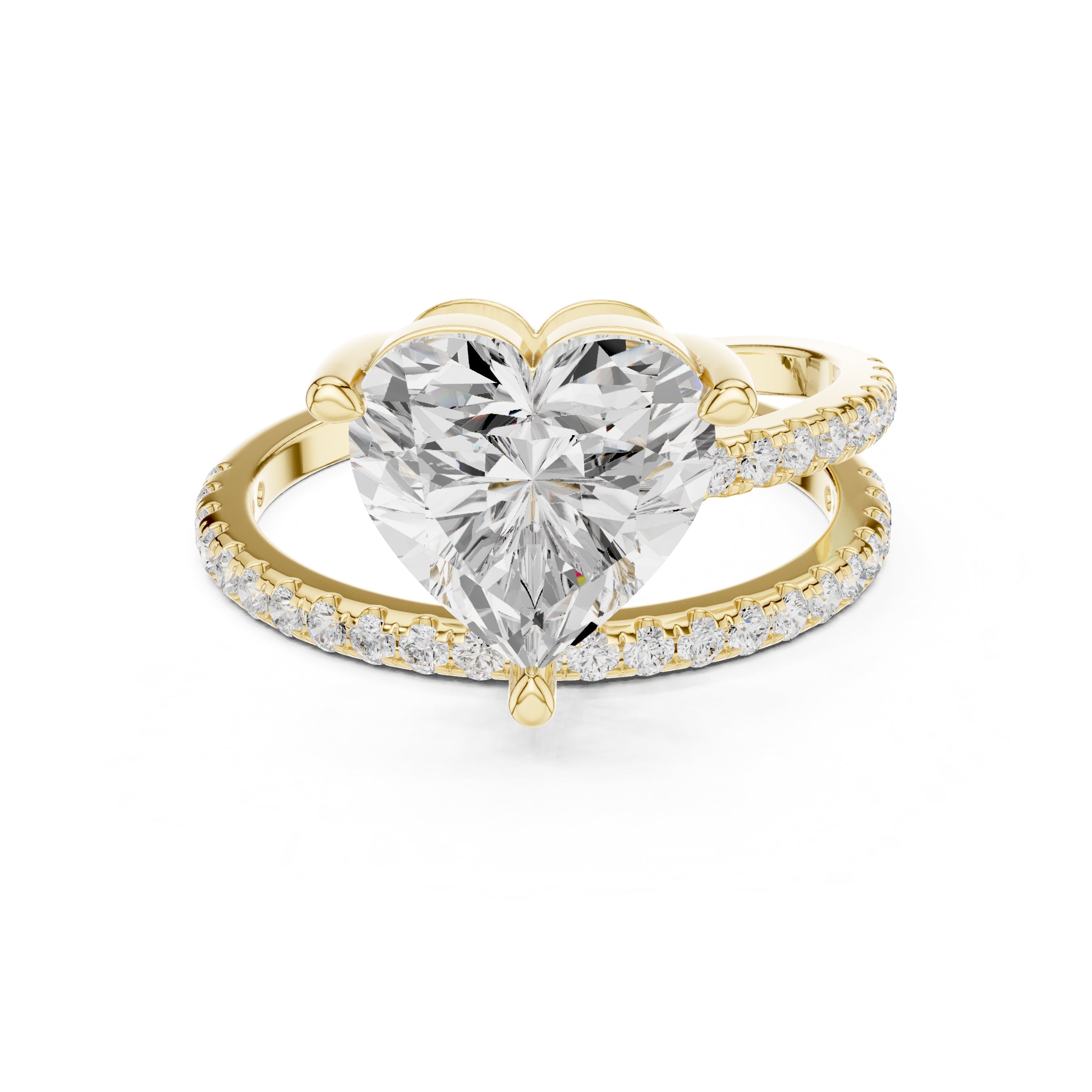 The Intertwined Harmony Ring 3ct Yellow Gold Heart