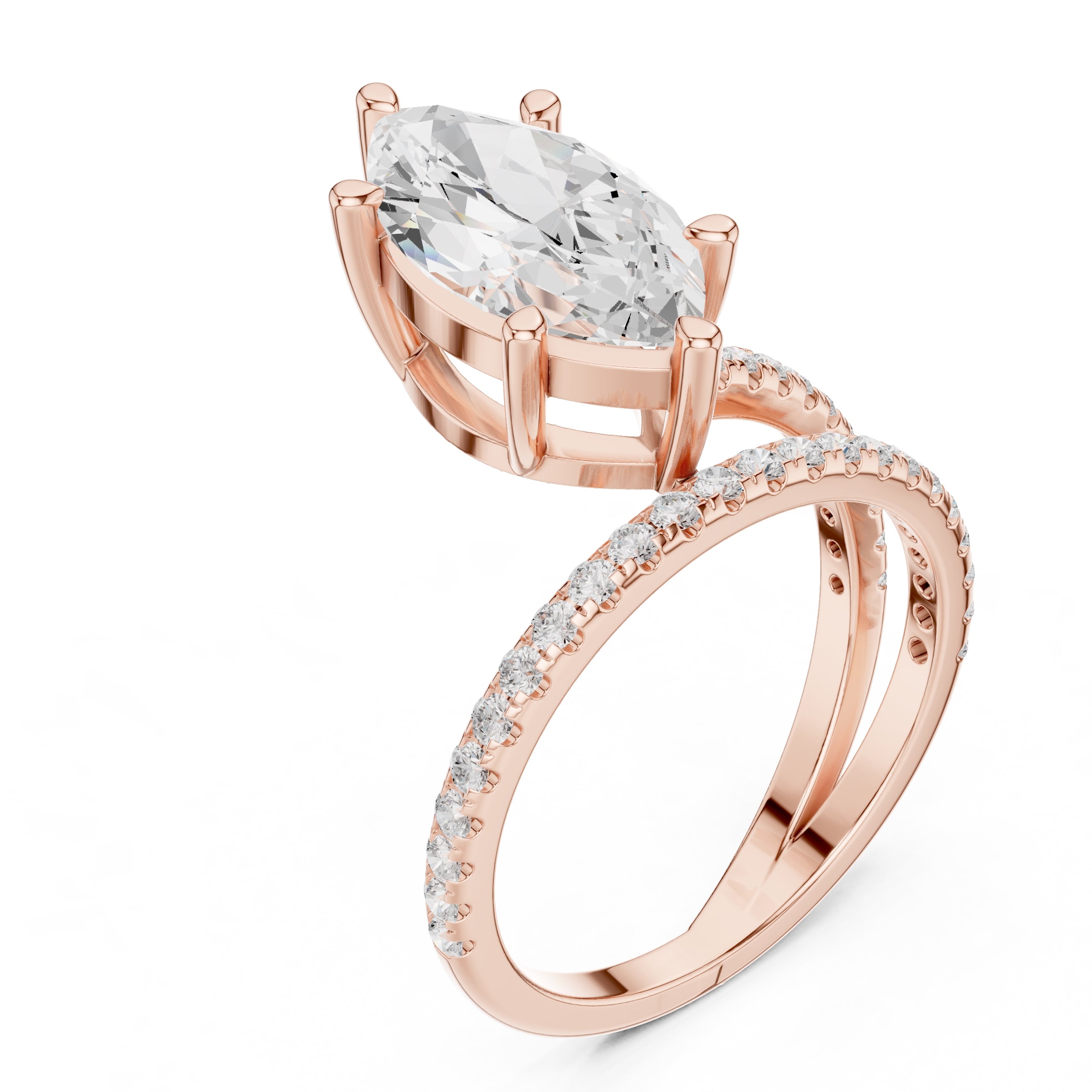 The Intertwined Harmony Ring 3ct Rose Gold Marquise