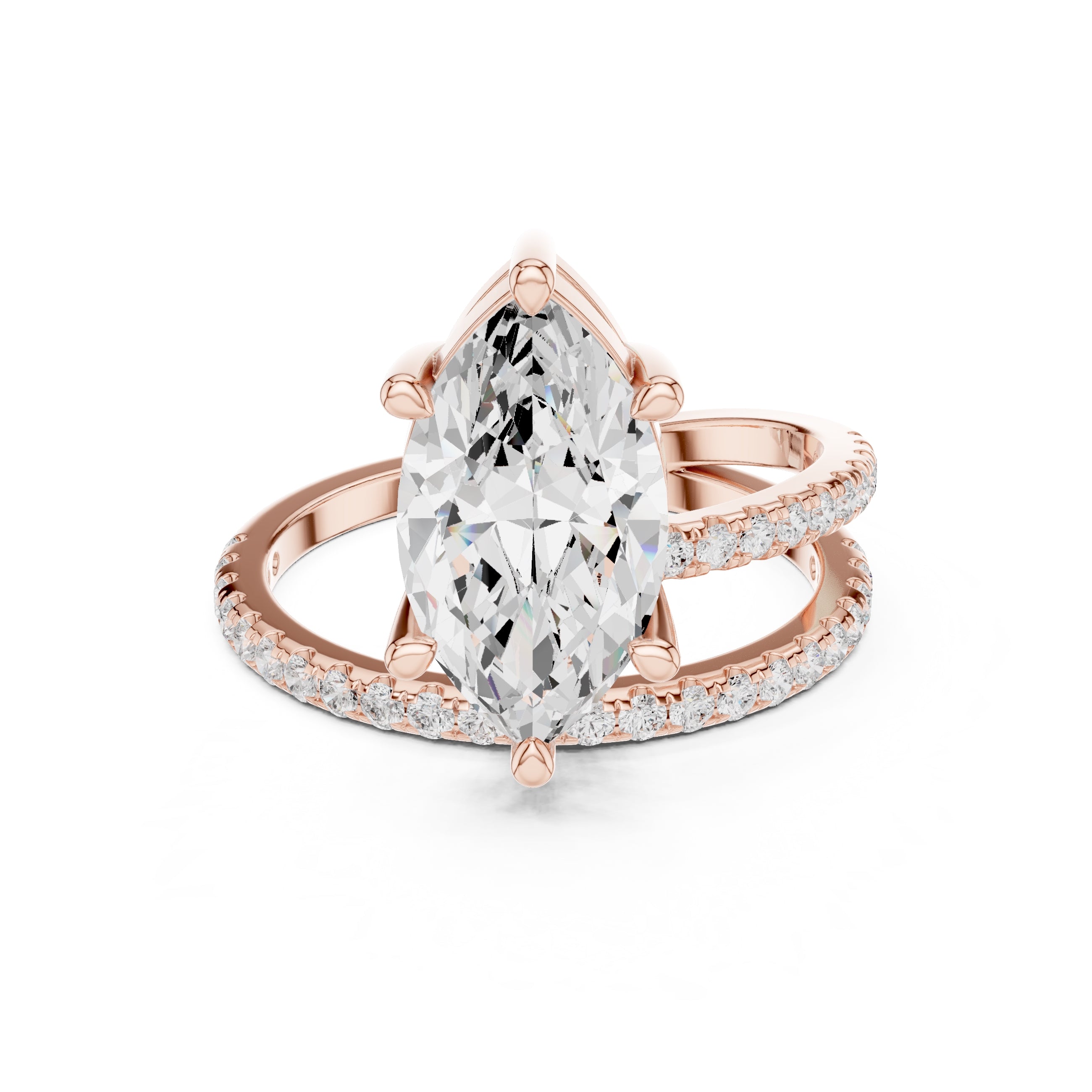 The Intertwined Harmony Ring 3ct Rose Gold Marquise