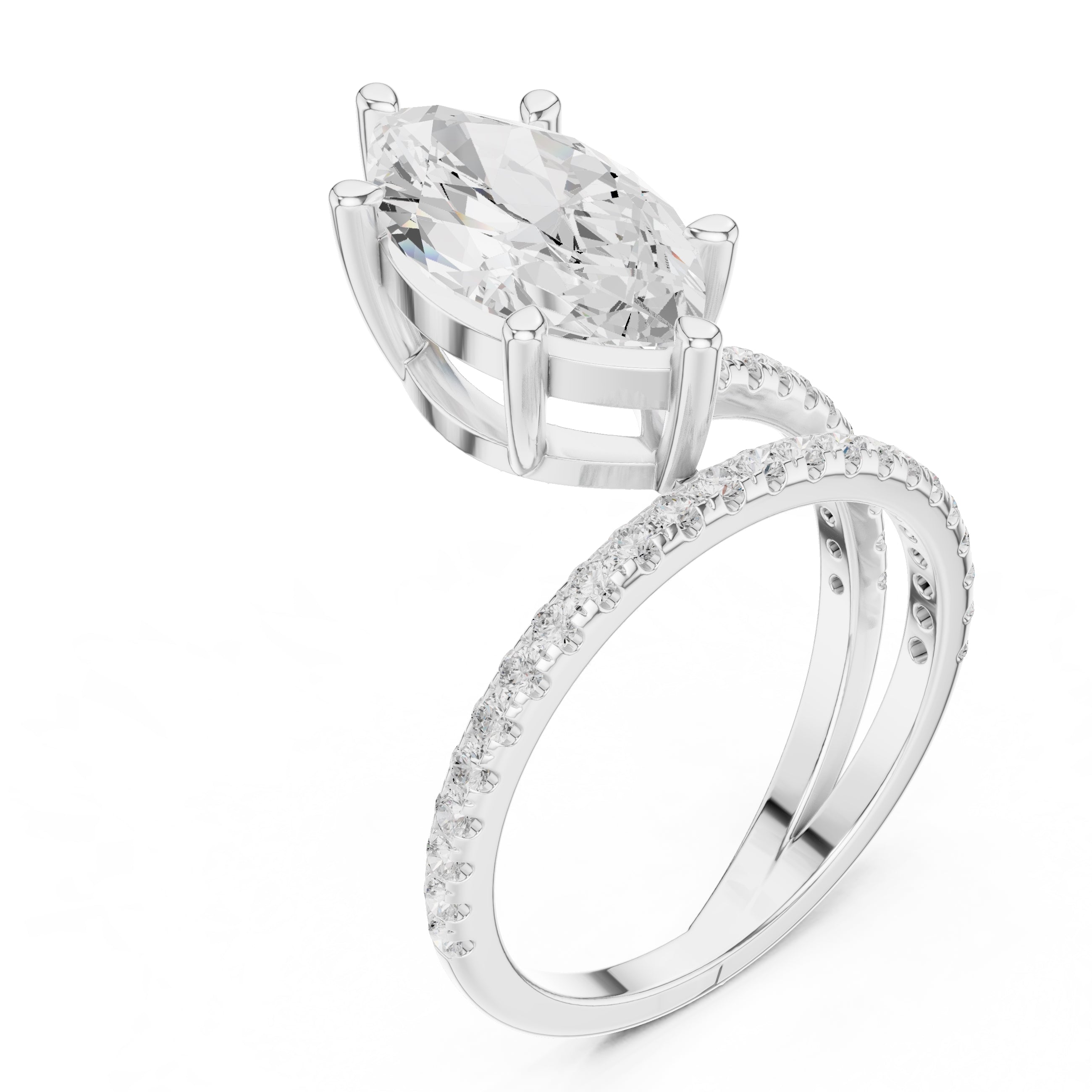 The Intertwined Harmony Ring 3ct White Gold Marquise