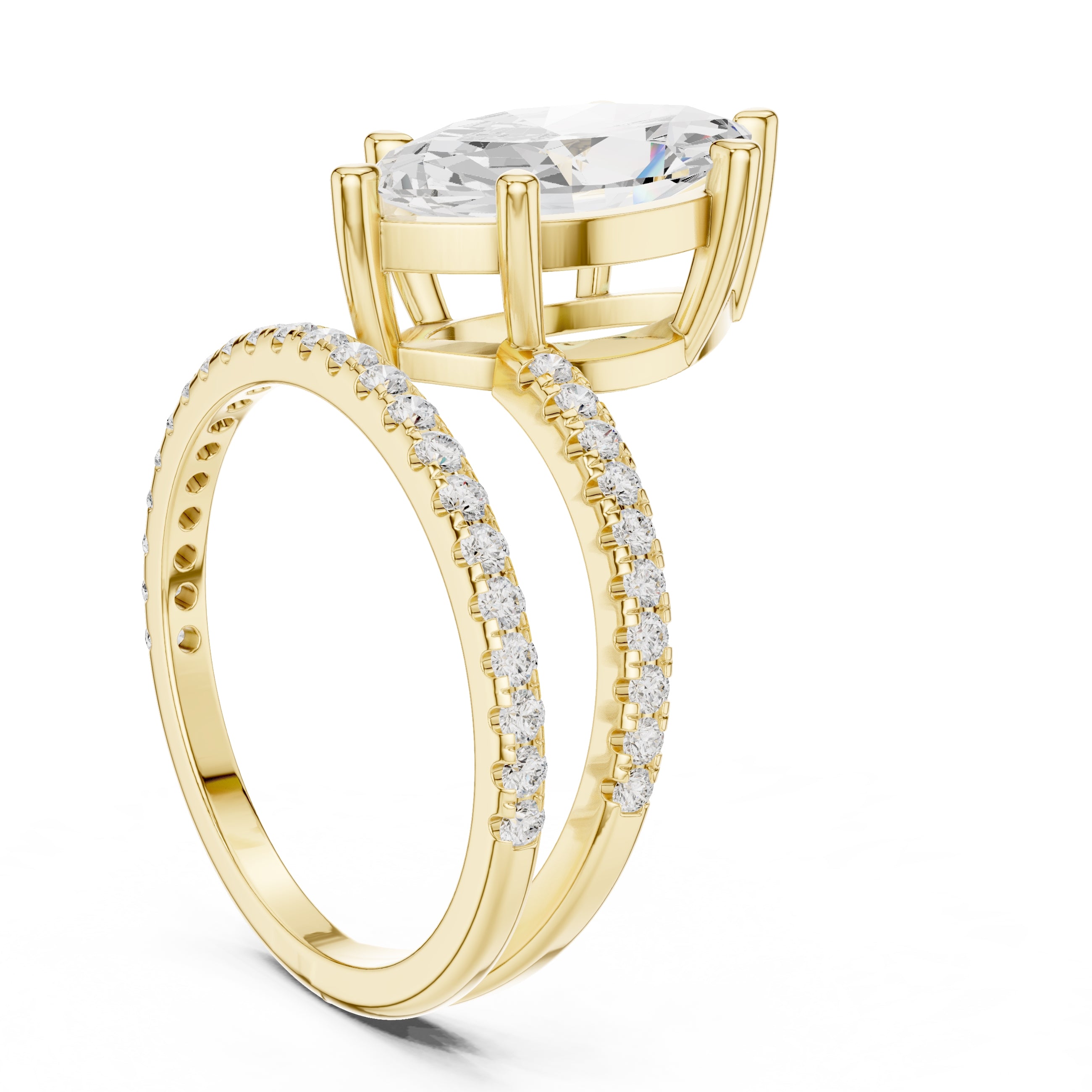 The Intertwined Harmony Ring 3ct Yellow Gold Marquise