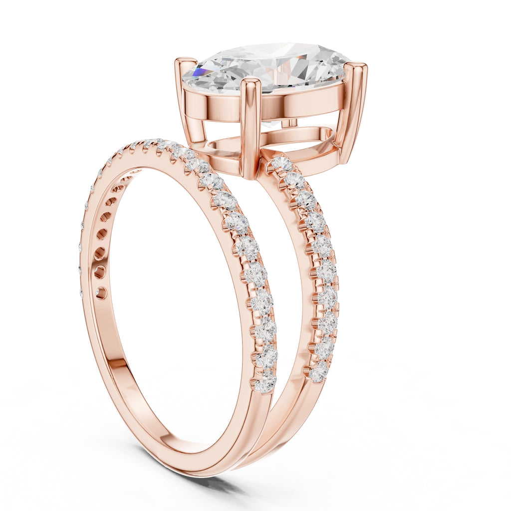 The Intertwined Harmony Ring 3ct Rose Gold Oval