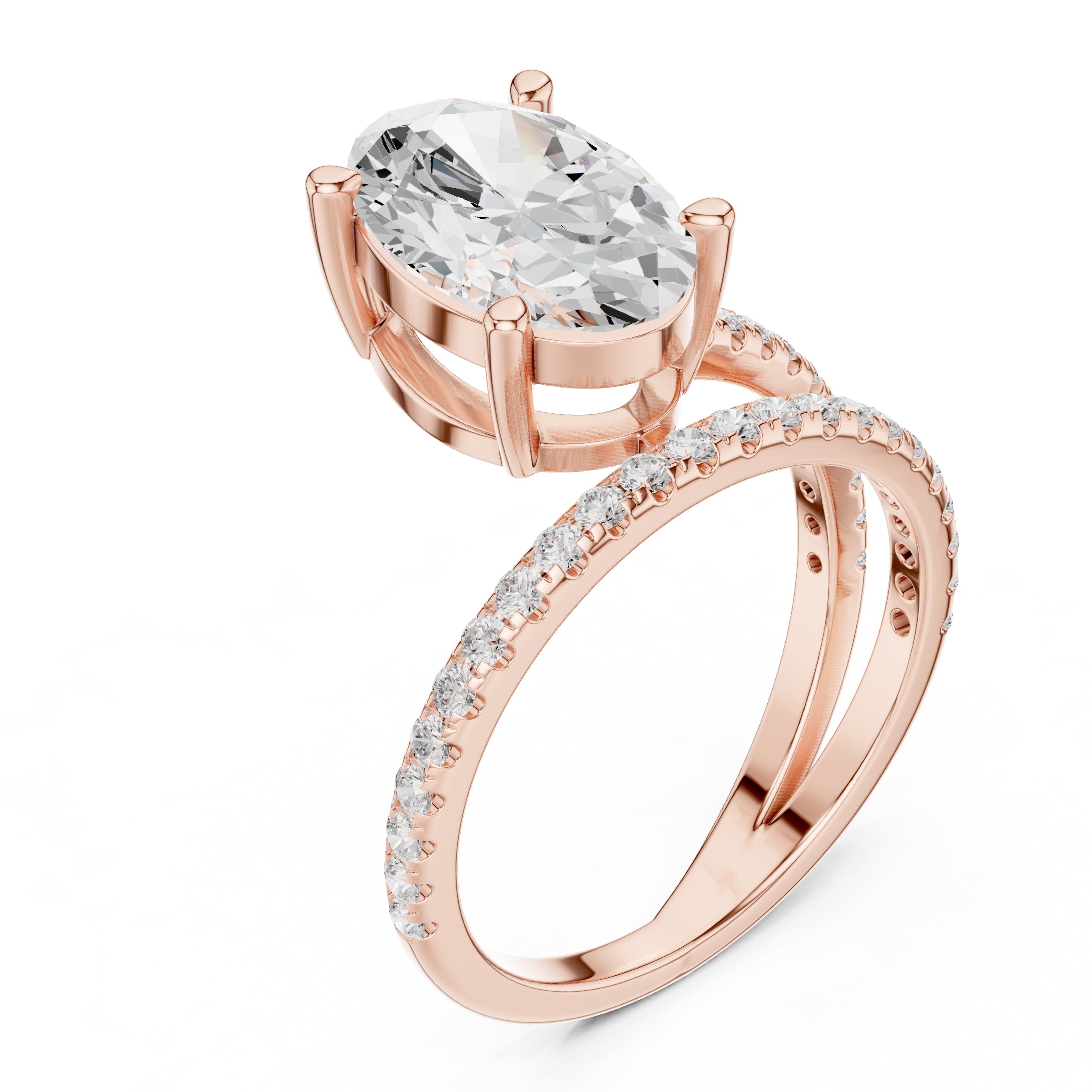 The Intertwined Harmony Ring 3ct Rose Gold Oval