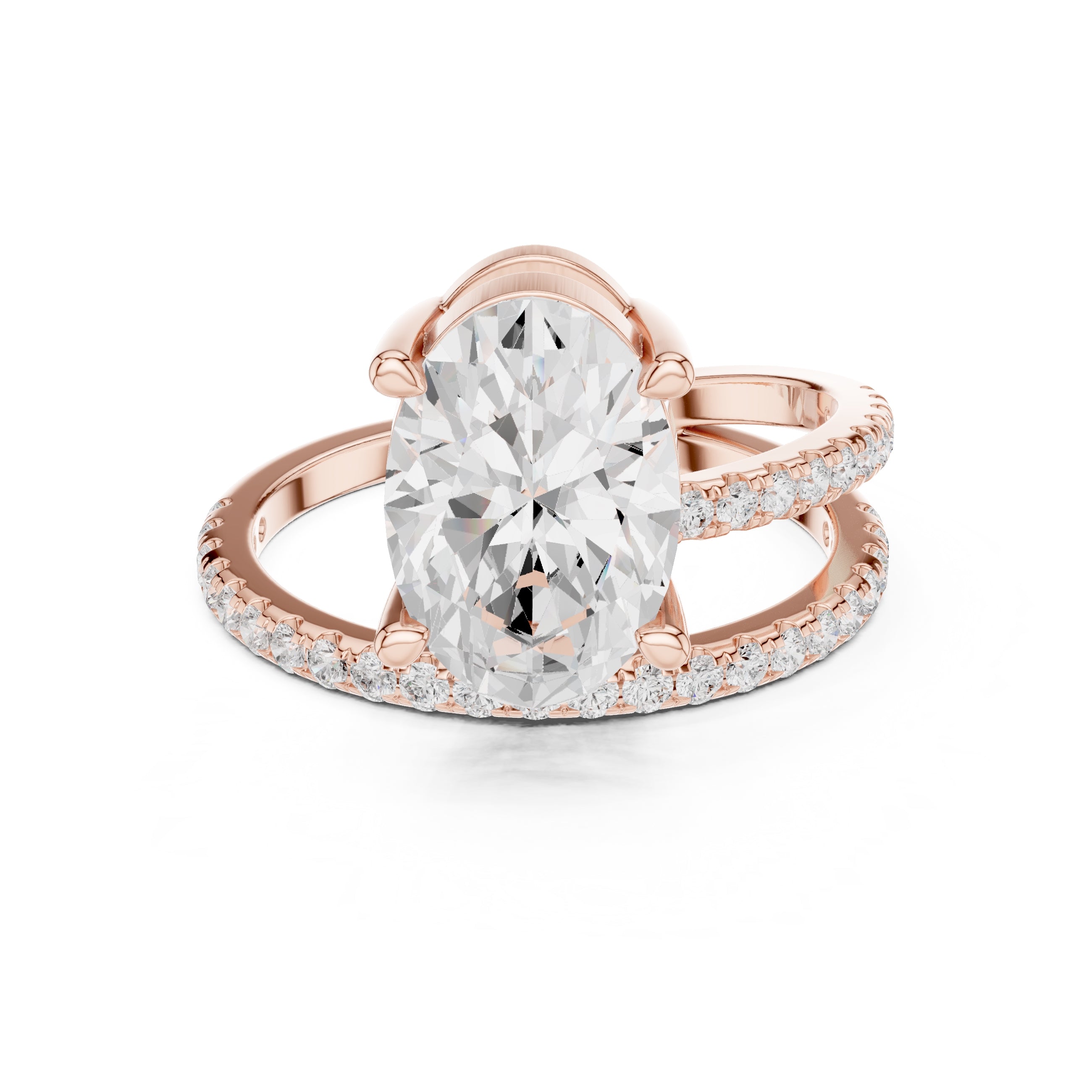 The Intertwined Harmony Ring 3ct Rose Gold Oval