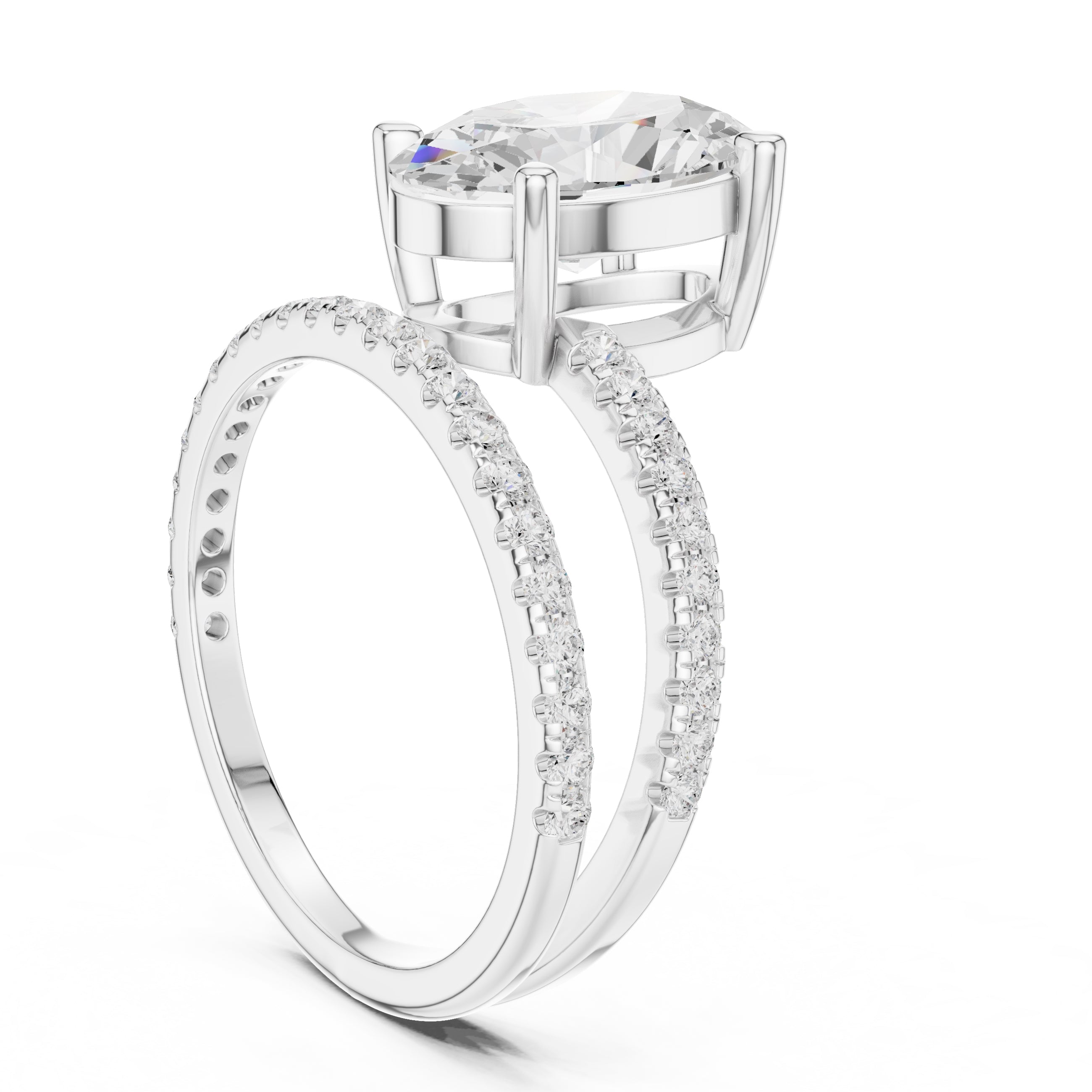 The Intertwined Harmony Ring 3ct White Gold Oval