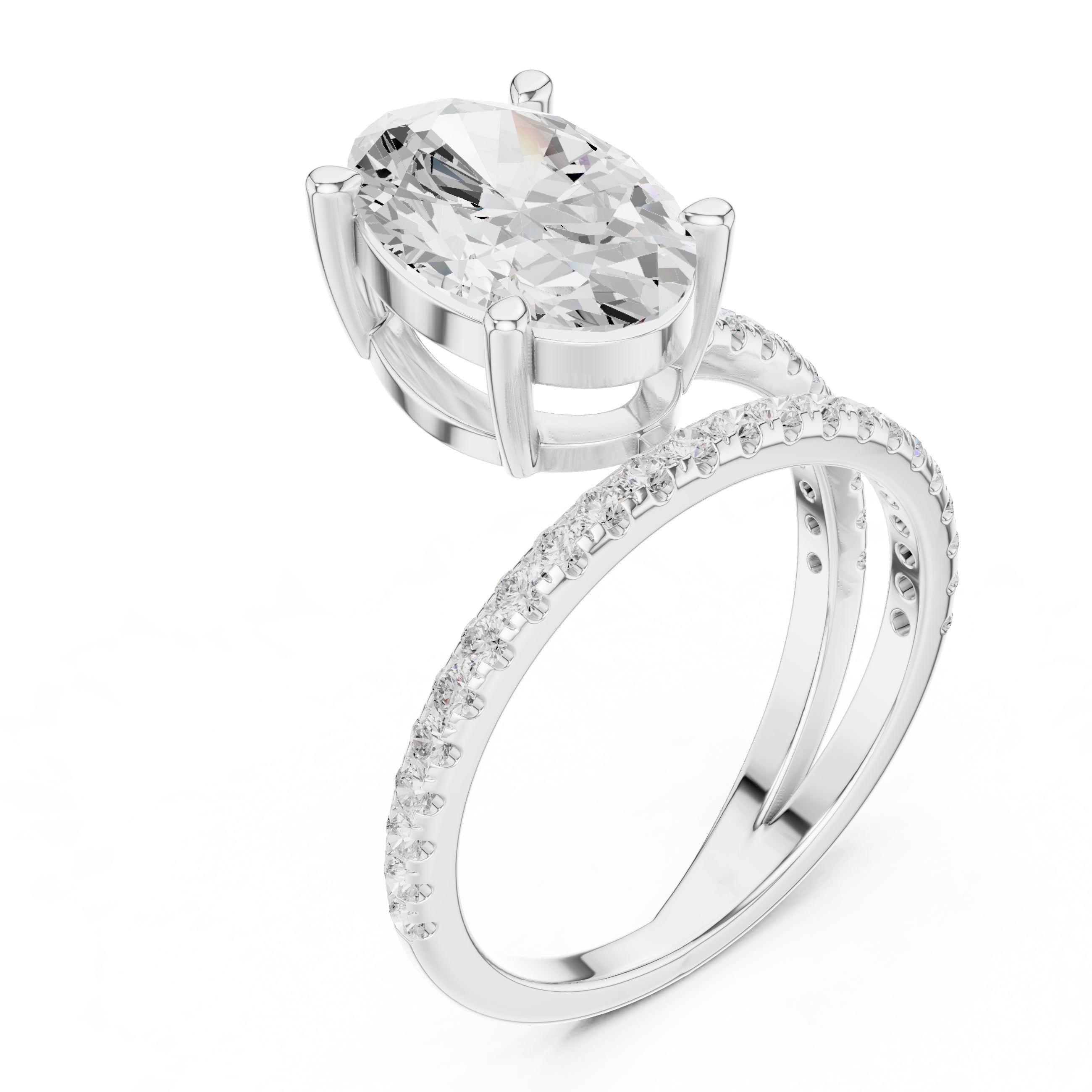 The Intertwined Harmony Ring 3ct White Gold Oval