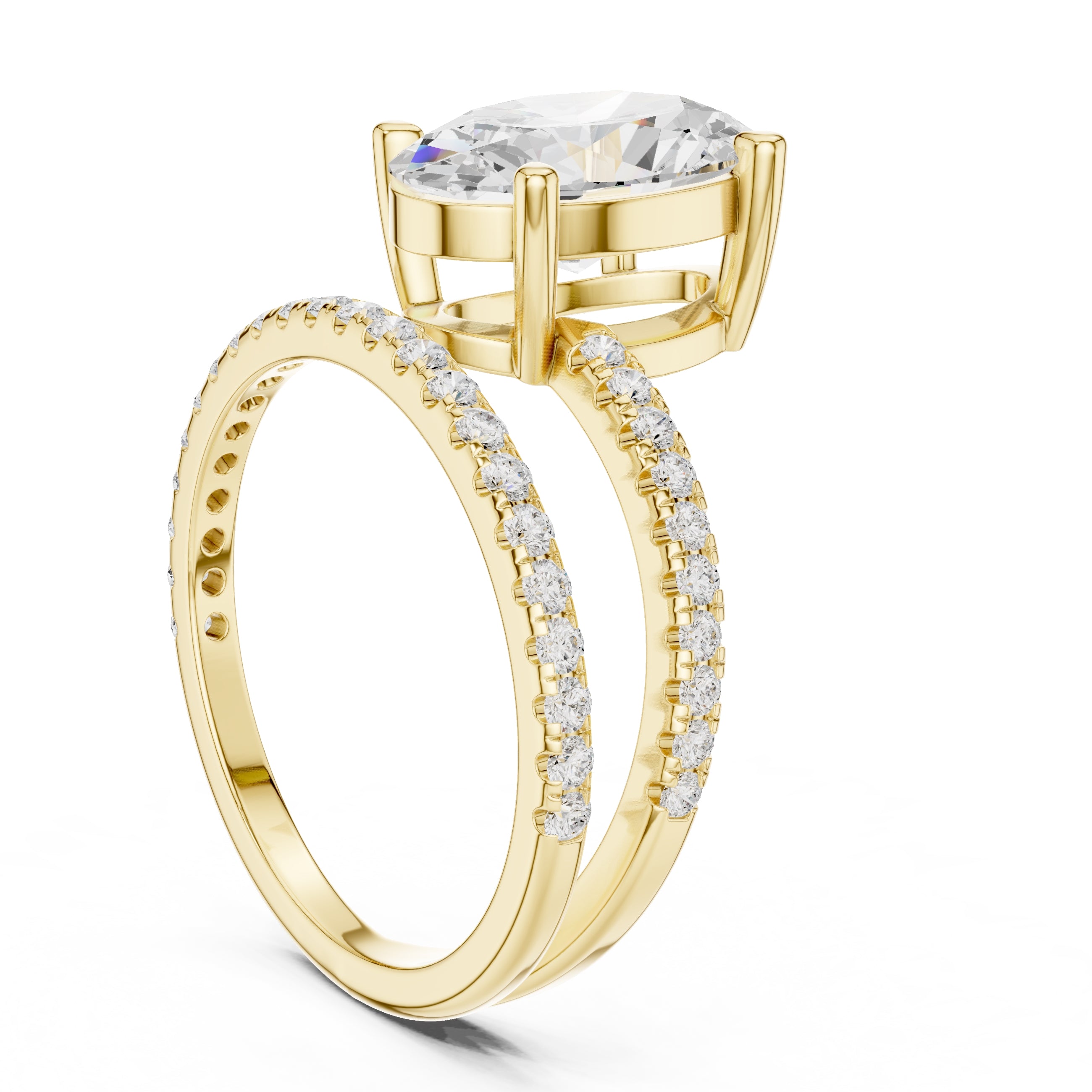 The Intertwined Harmony Ring 3ct Yellow Gold Oval
