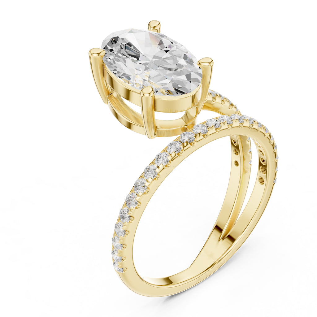 The Intertwined Harmony Ring 3ct Yellow Gold Oval