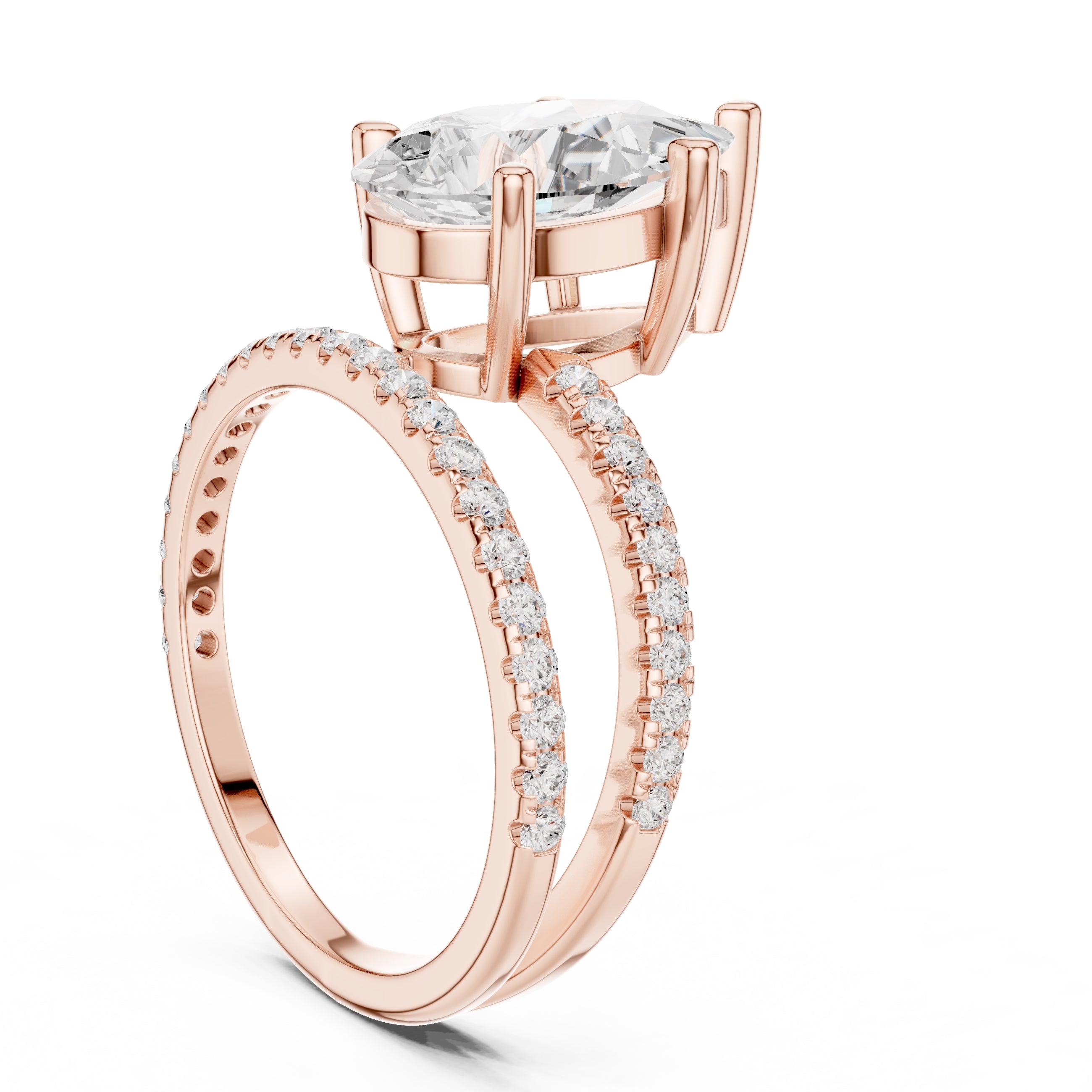 The Intertwined Harmony Ring 3ct Rose Gold Pear