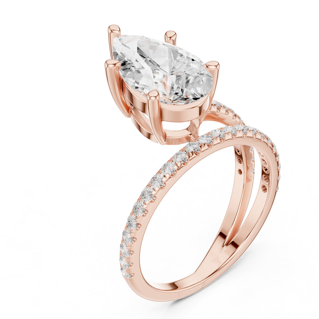The Intertwined Harmony Ring 3ct Rose Gold Pear