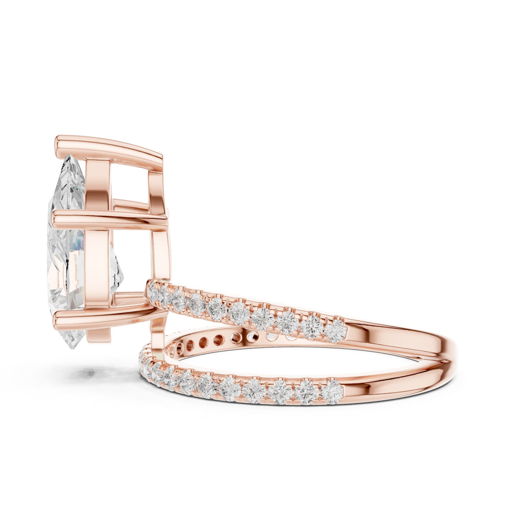 The Intertwined Harmony Ring 3ct Rose Gold Pear