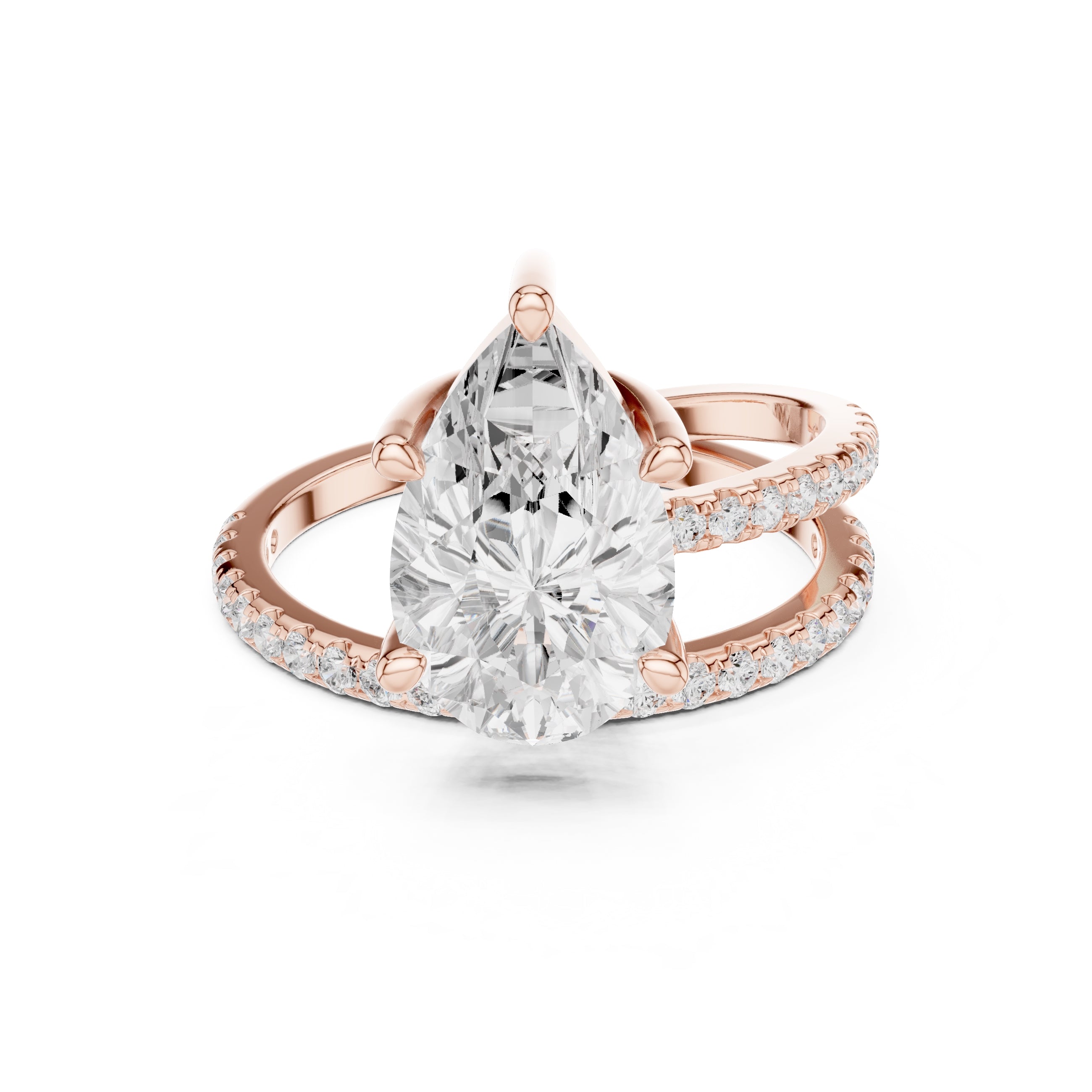 The Intertwined Harmony Ring 3ct Rose Gold Pear