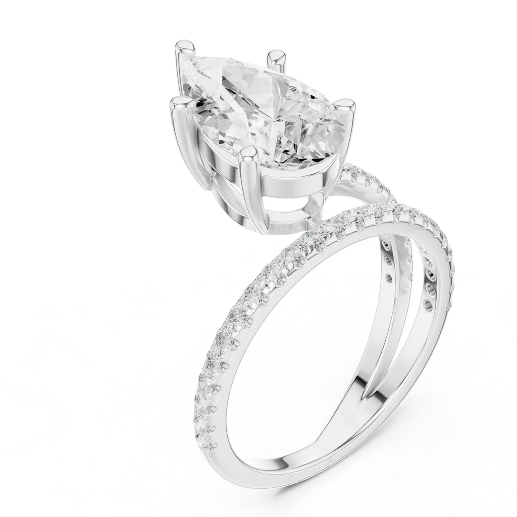 The Intertwined Harmony Ring 3ct White Gold Pear