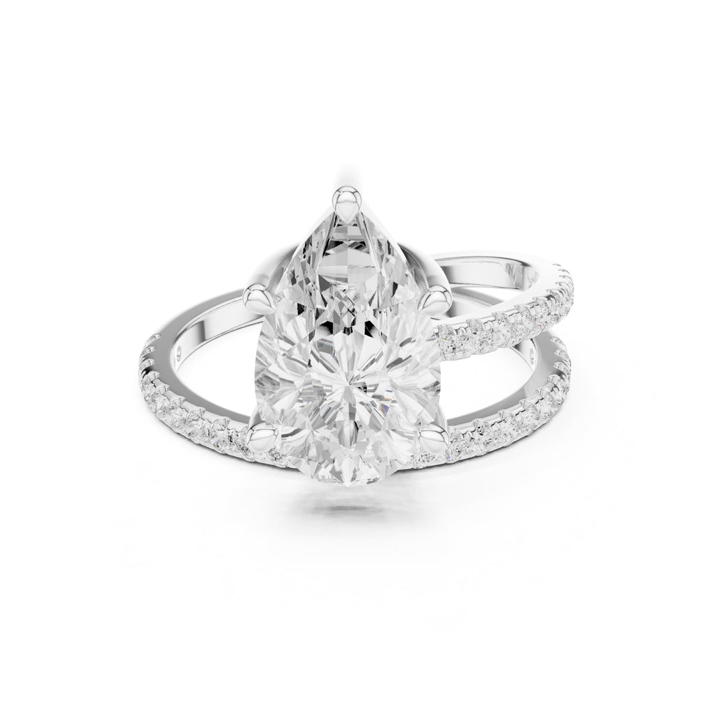 The Intertwined Harmony Ring 3ct White Gold Pear