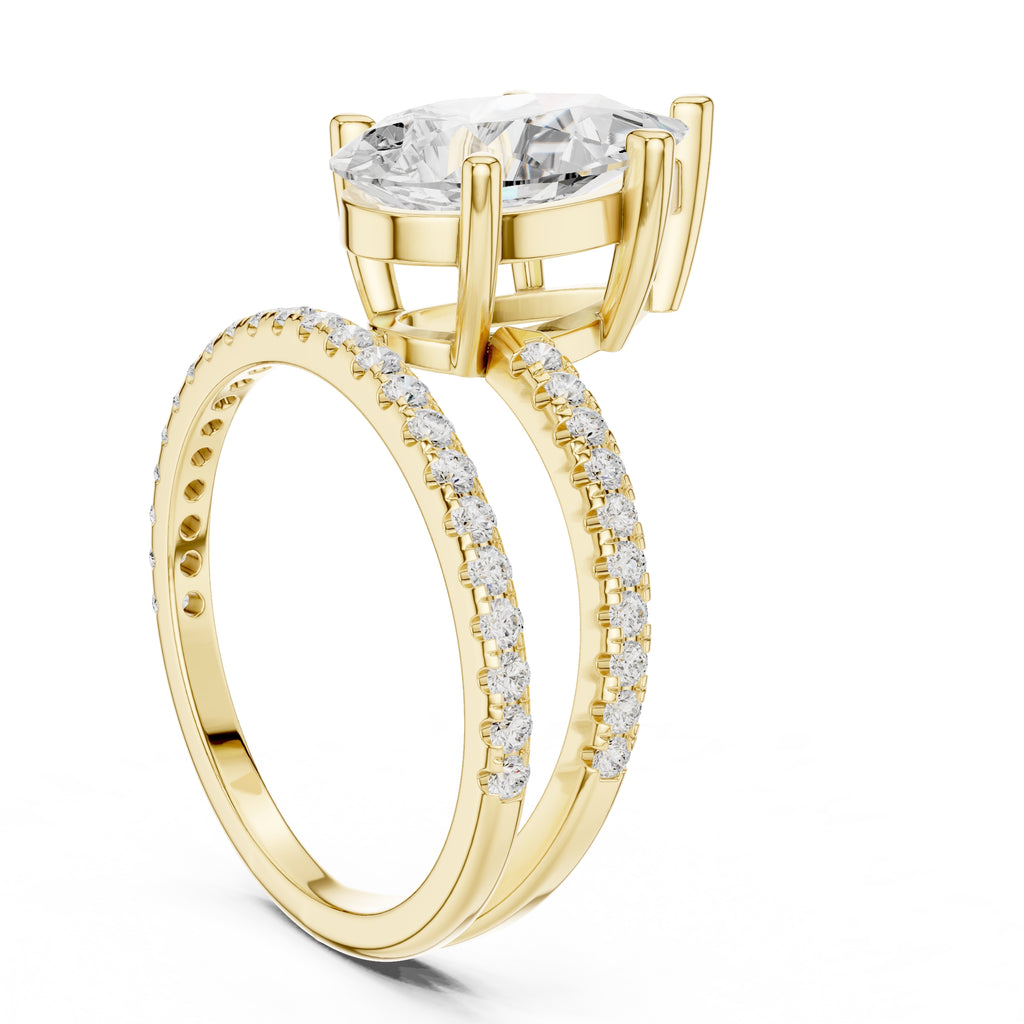 The Intertwined Harmony Ring 3ct Yellow Gold Pear