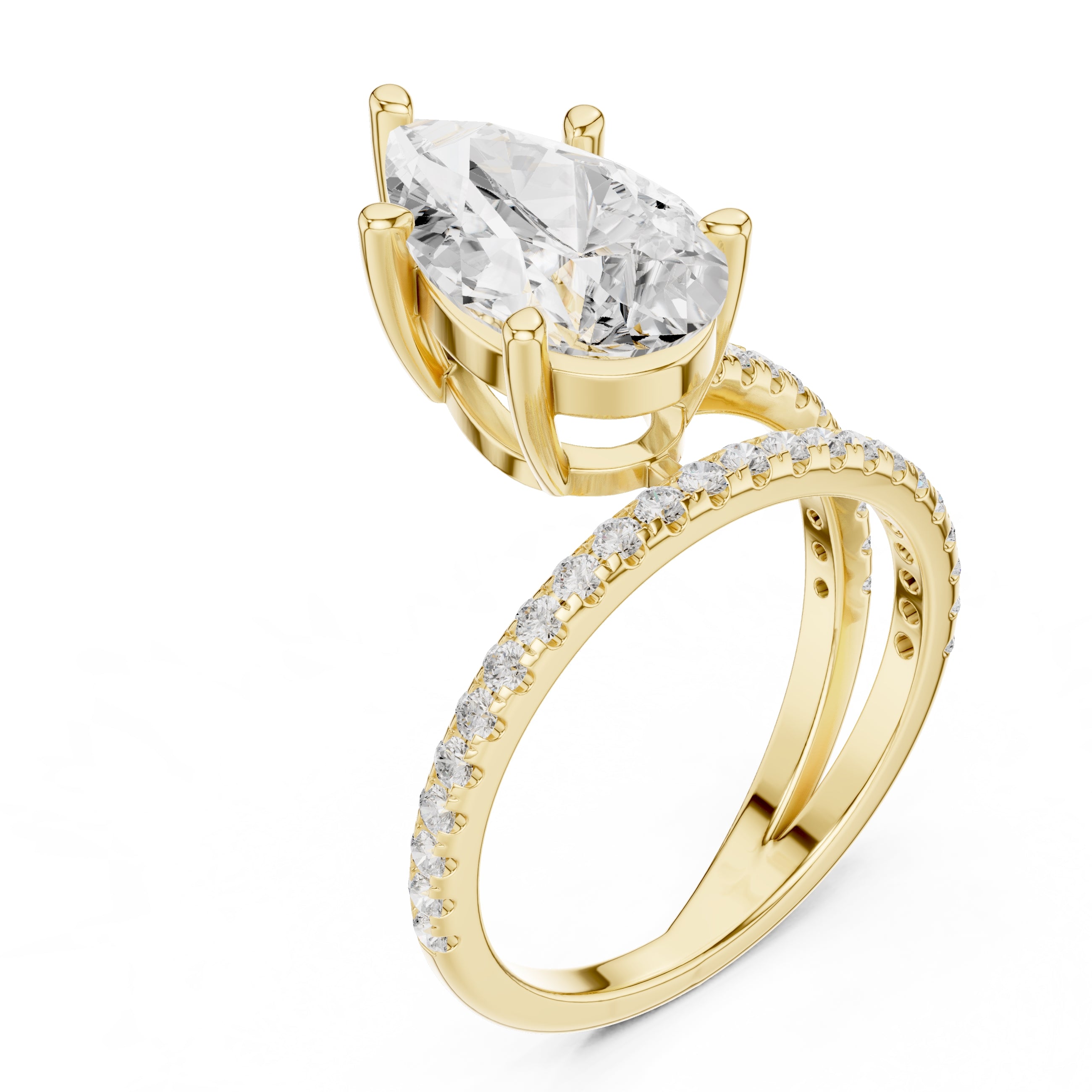 The Intertwined Harmony Ring 3ct Yellow Gold Pear