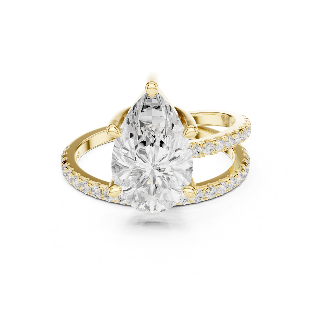 The Intertwined Harmony Ring 3ct Yellow Gold Pear
