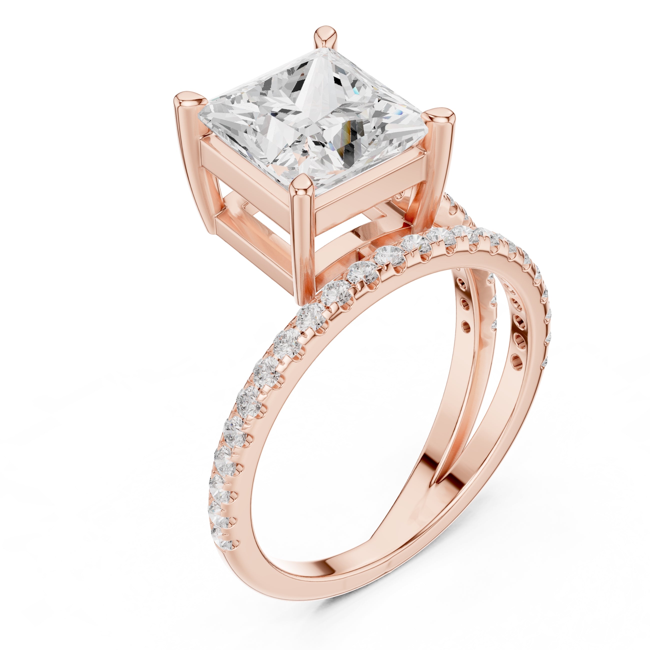 The Intertwined Harmony Ring 3ct Rose Gold Princess