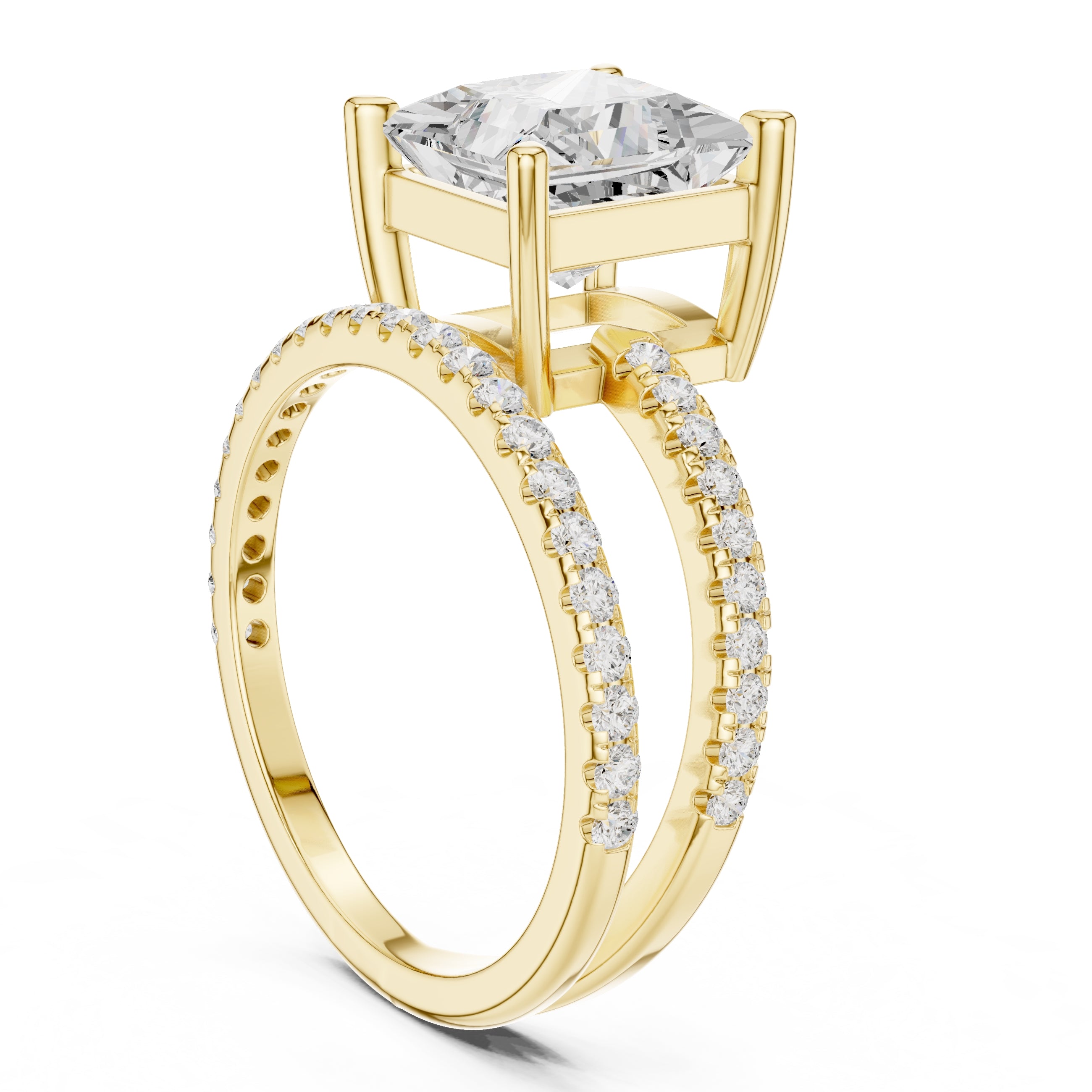 The Intertwined Harmony Ring 3ct Yellow Gold Princess