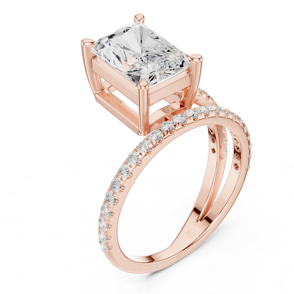 The Intertwined Harmony Ring 3ct Rose Gold Radiant