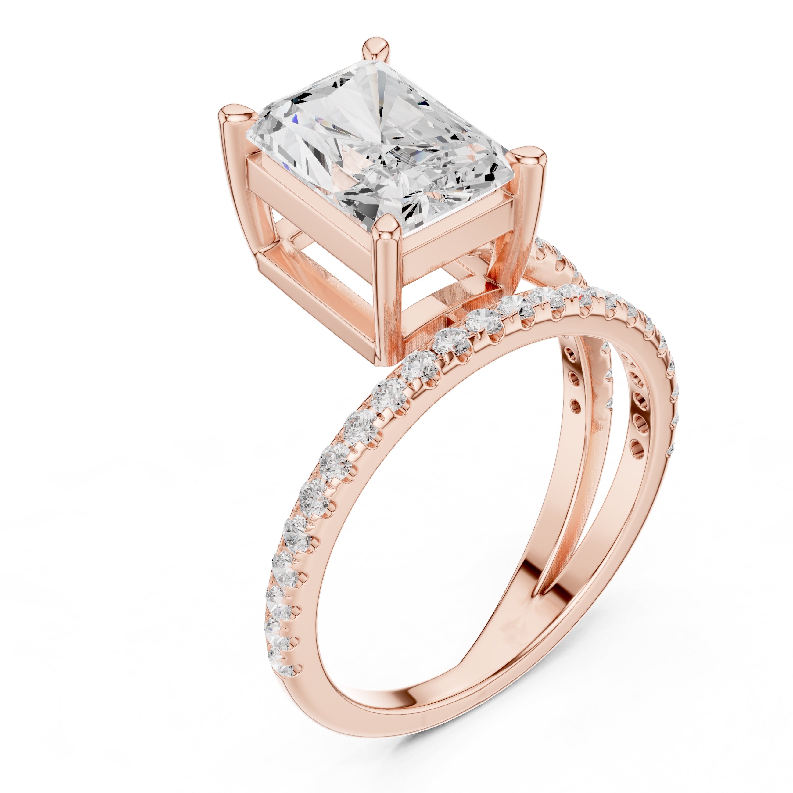 The Intertwined Harmony Ring 3ct Rose Gold Radiant
