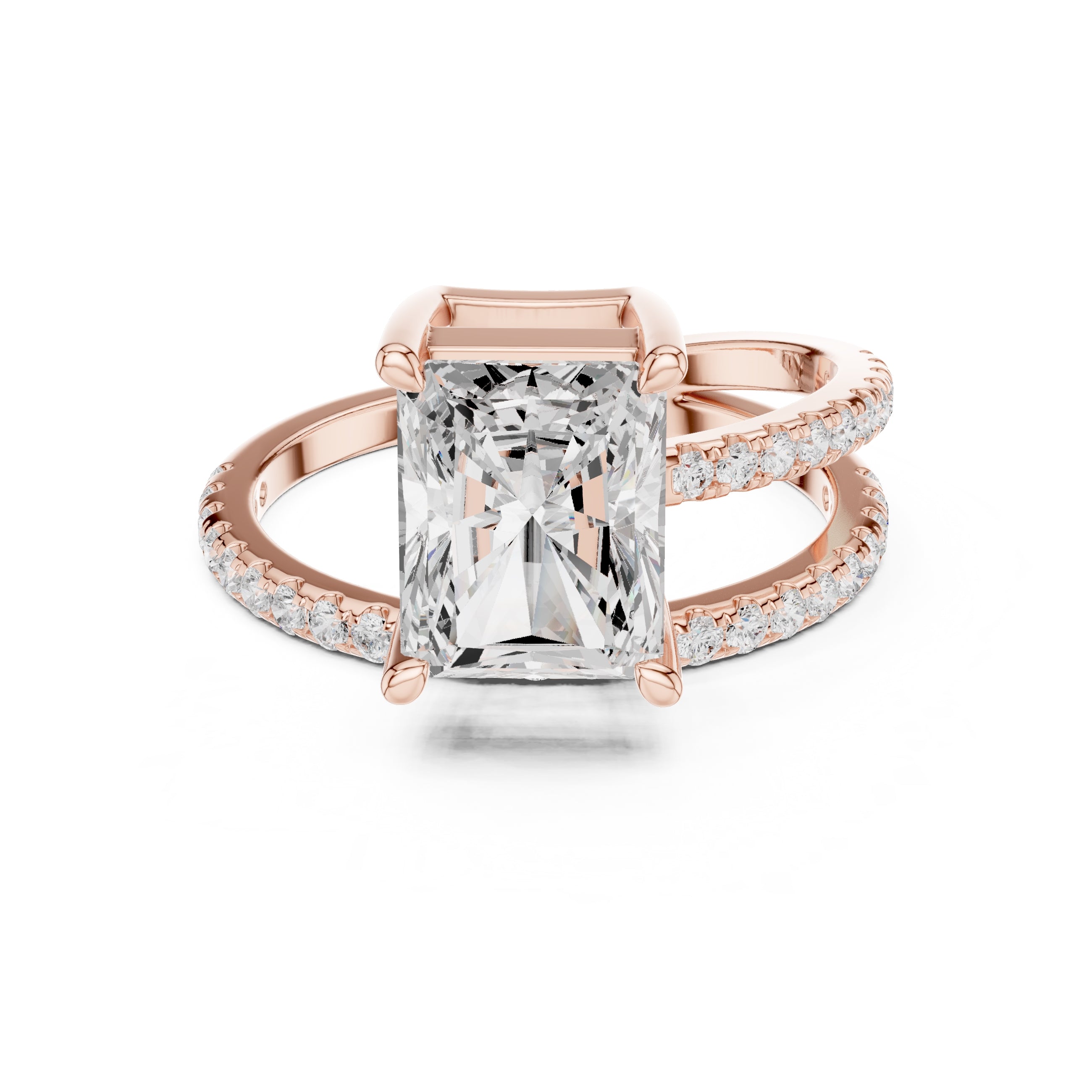 The Intertwined Harmony Ring 3ct Rose Gold Radiant