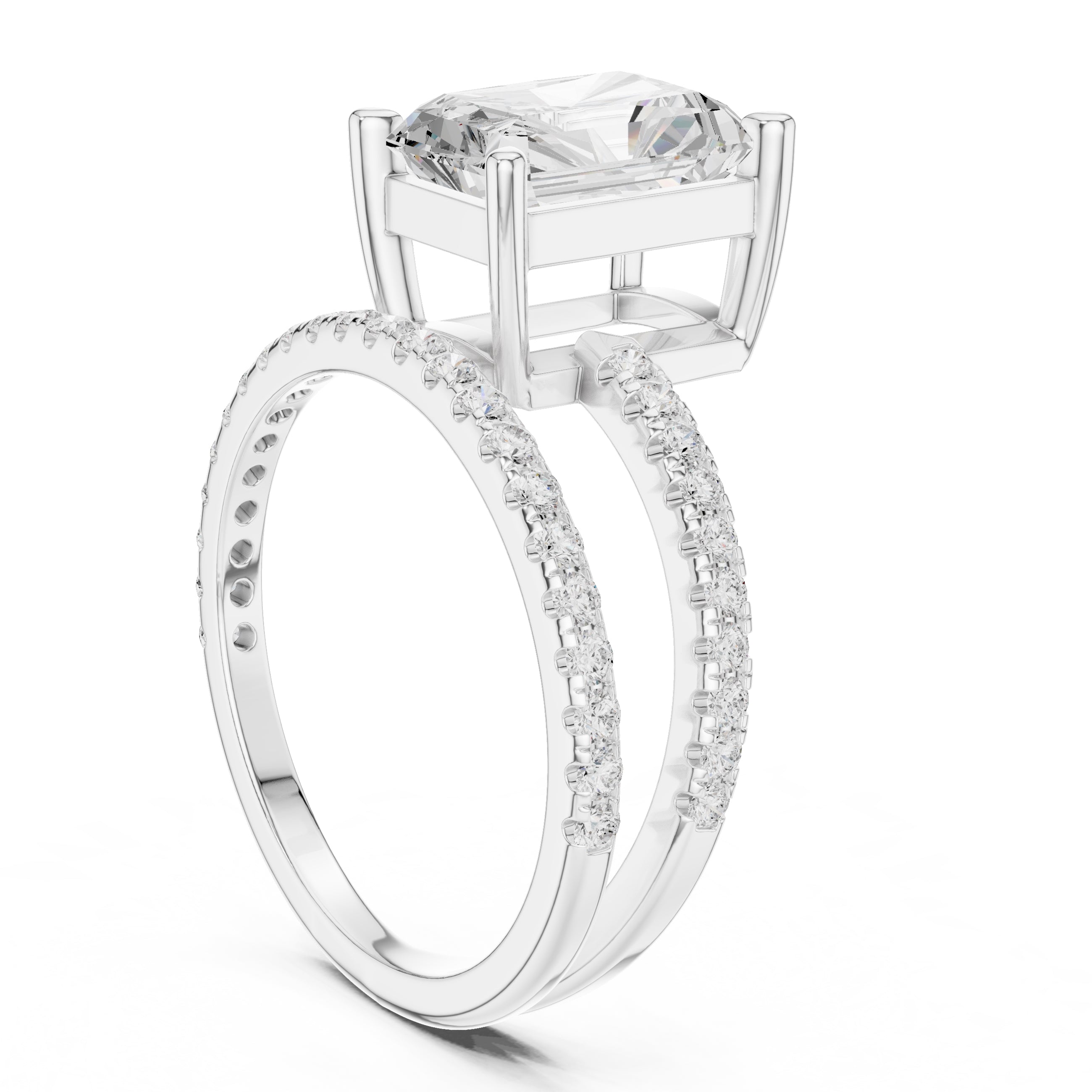 The Intertwined Harmony Ring 3ct White Gold Radiant
