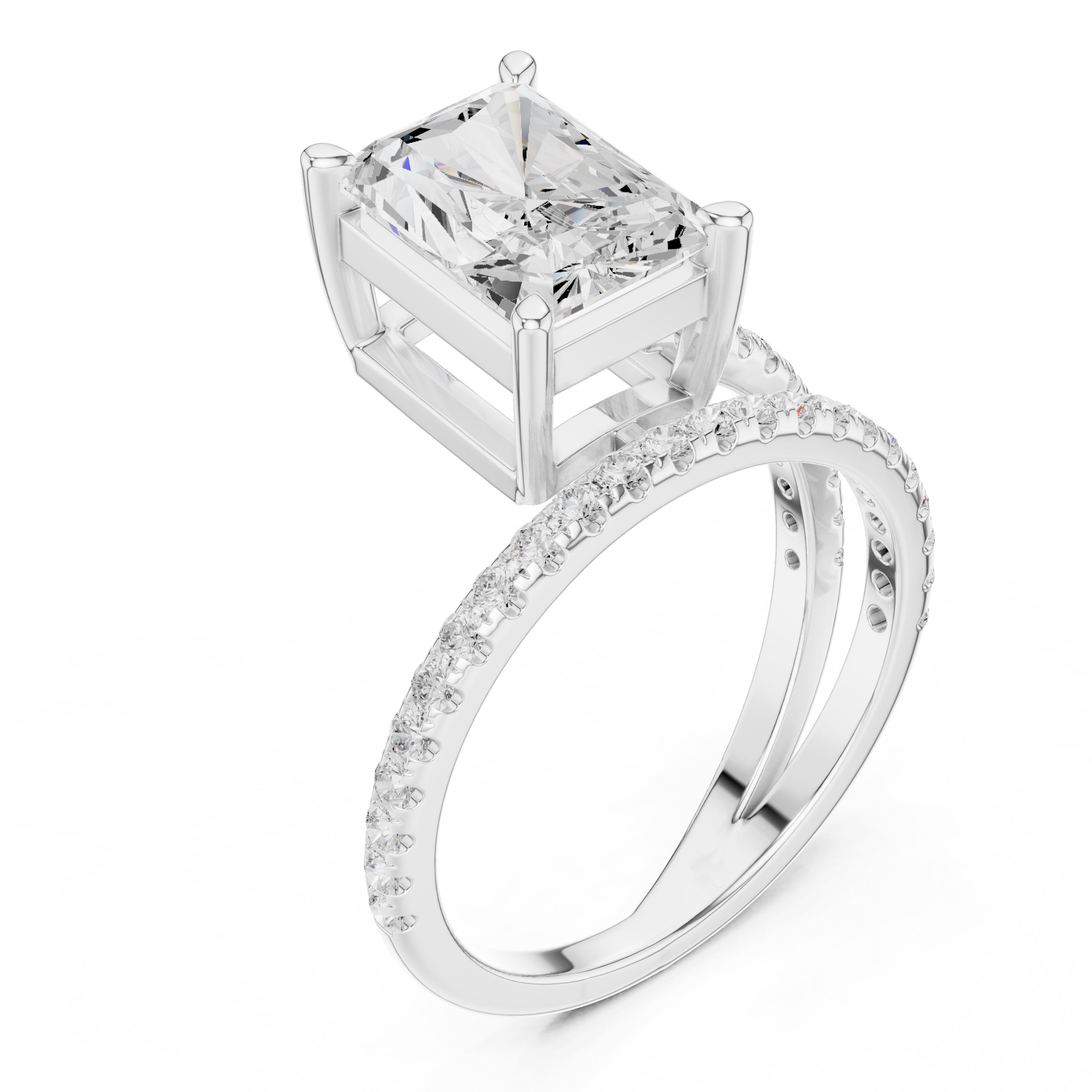 The Intertwined Harmony Ring 3ct White Gold Radiant