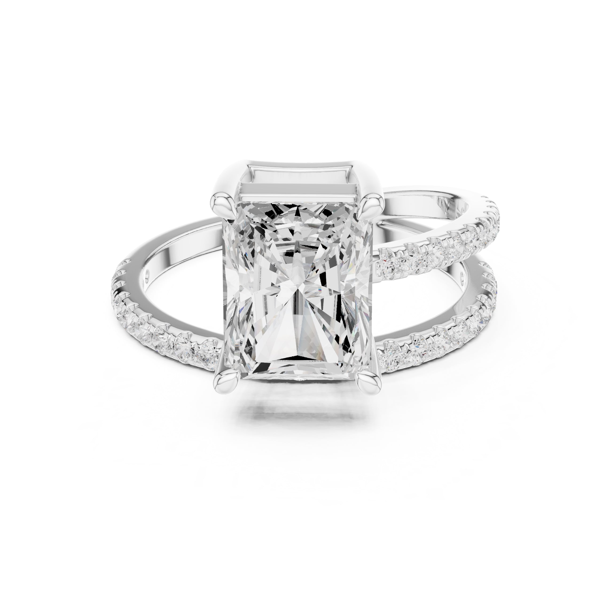 The Intertwined Harmony Ring 3ct White Gold Radiant